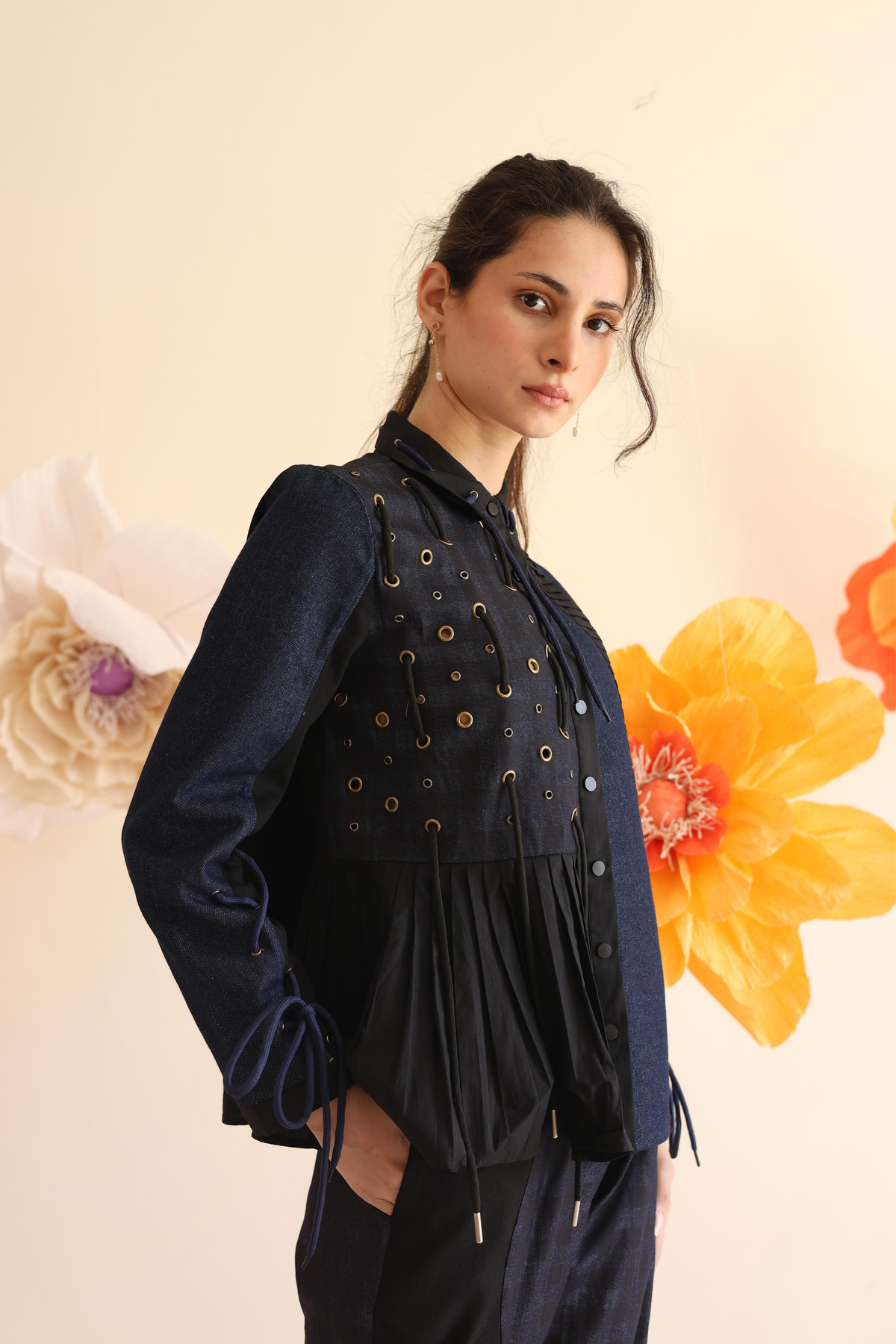 Midnight Blue Gathered Shirt
