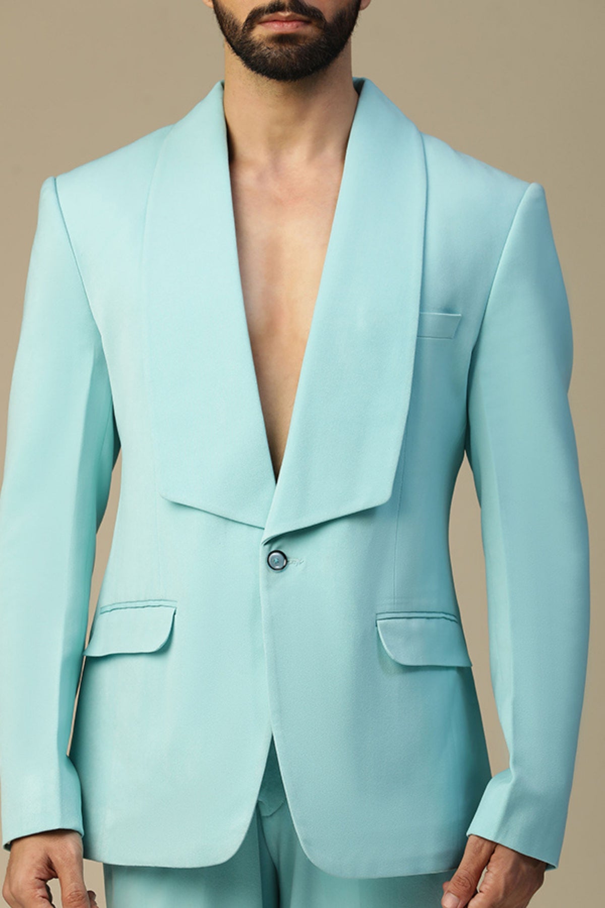 Blue Wide Lapel Elegant Suit