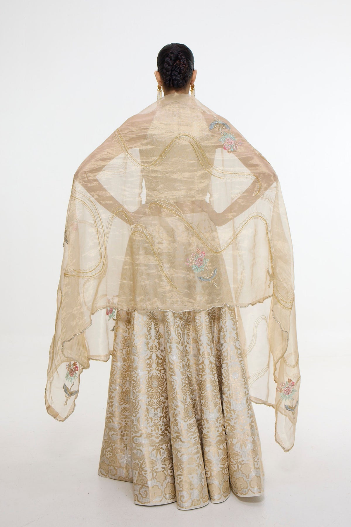 Ivory-gold Silk Lehenga Set