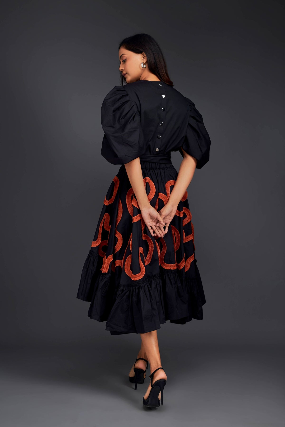 Black &amp; Rust Frill Co-ord Set
