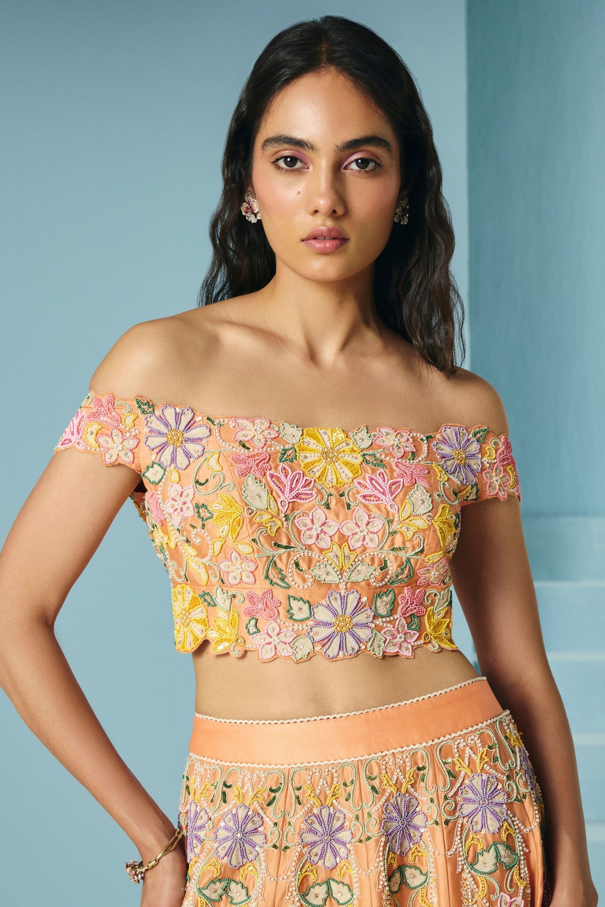 Orange Contrast Cordwork Bustier