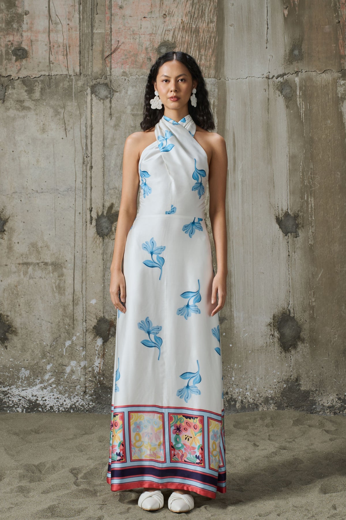 Blooming Edge Halter Dress