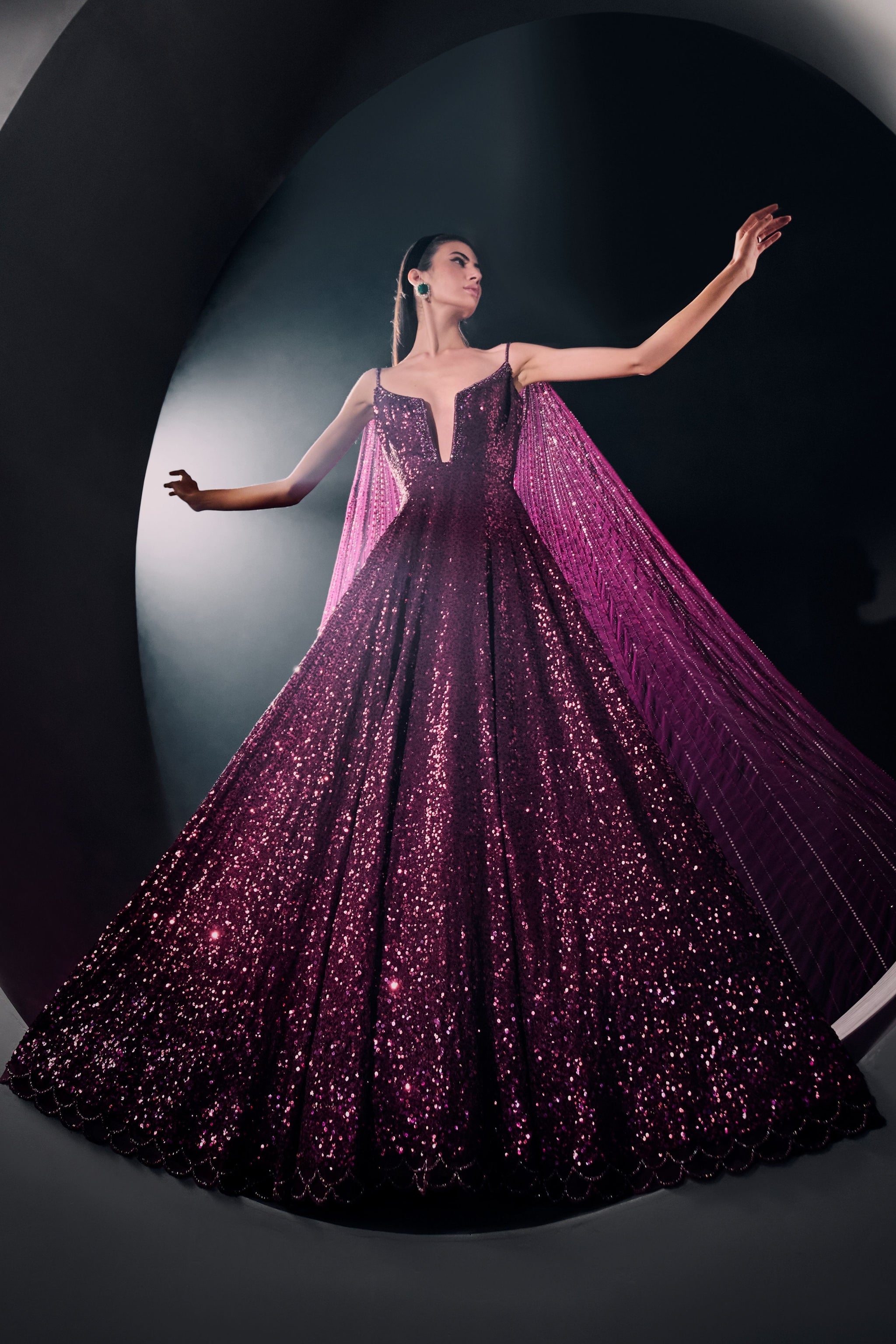 grape purple color dress Plunging V-neck Grape Tulle Simple A-line Long Prom Dress