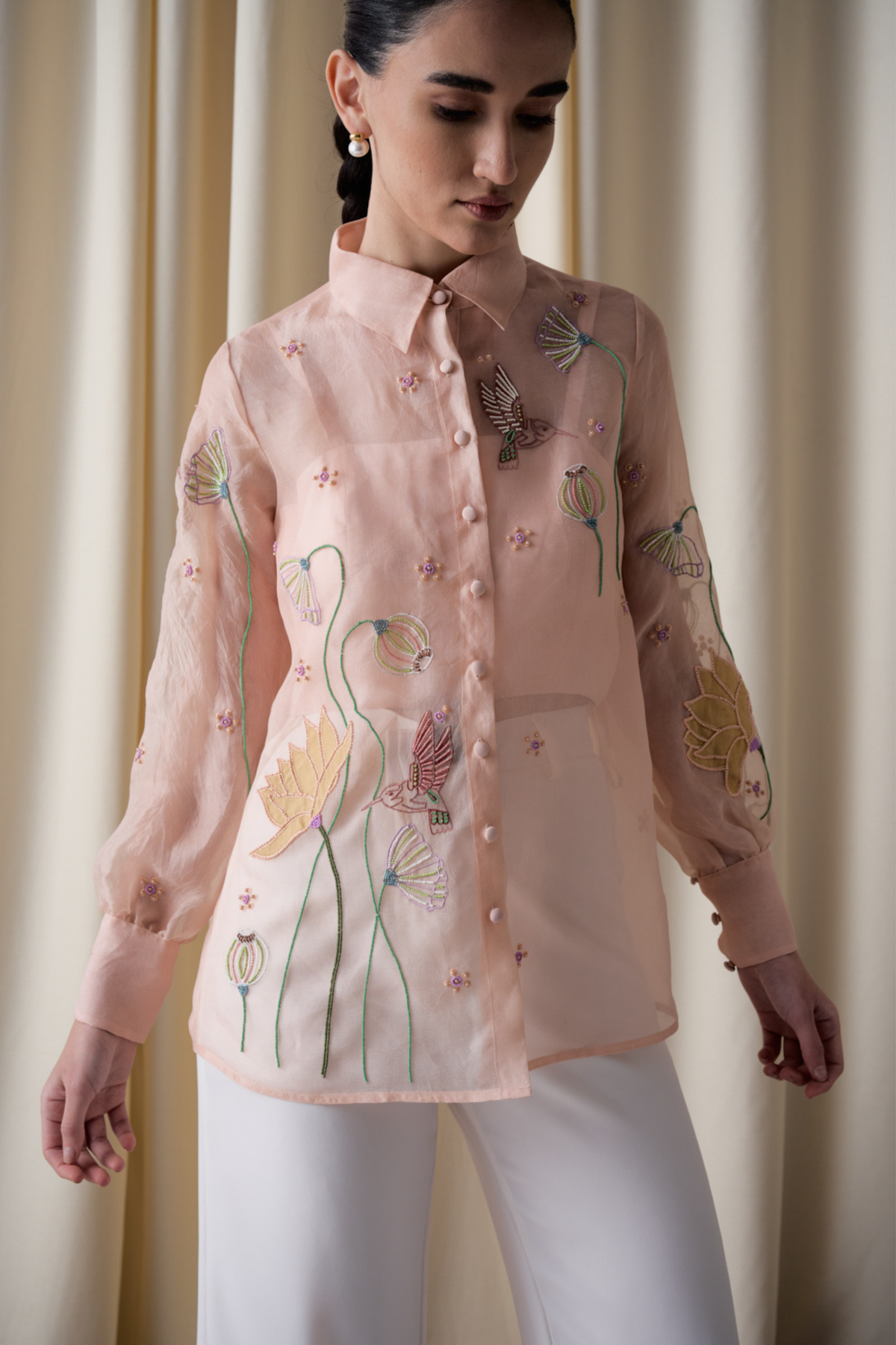 Mystic Peach Shirt With Bustier