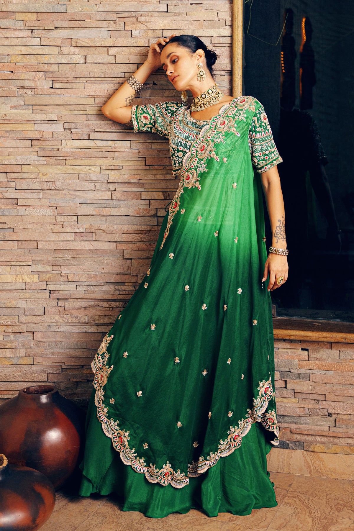 Emerald Green Lehenga Set
