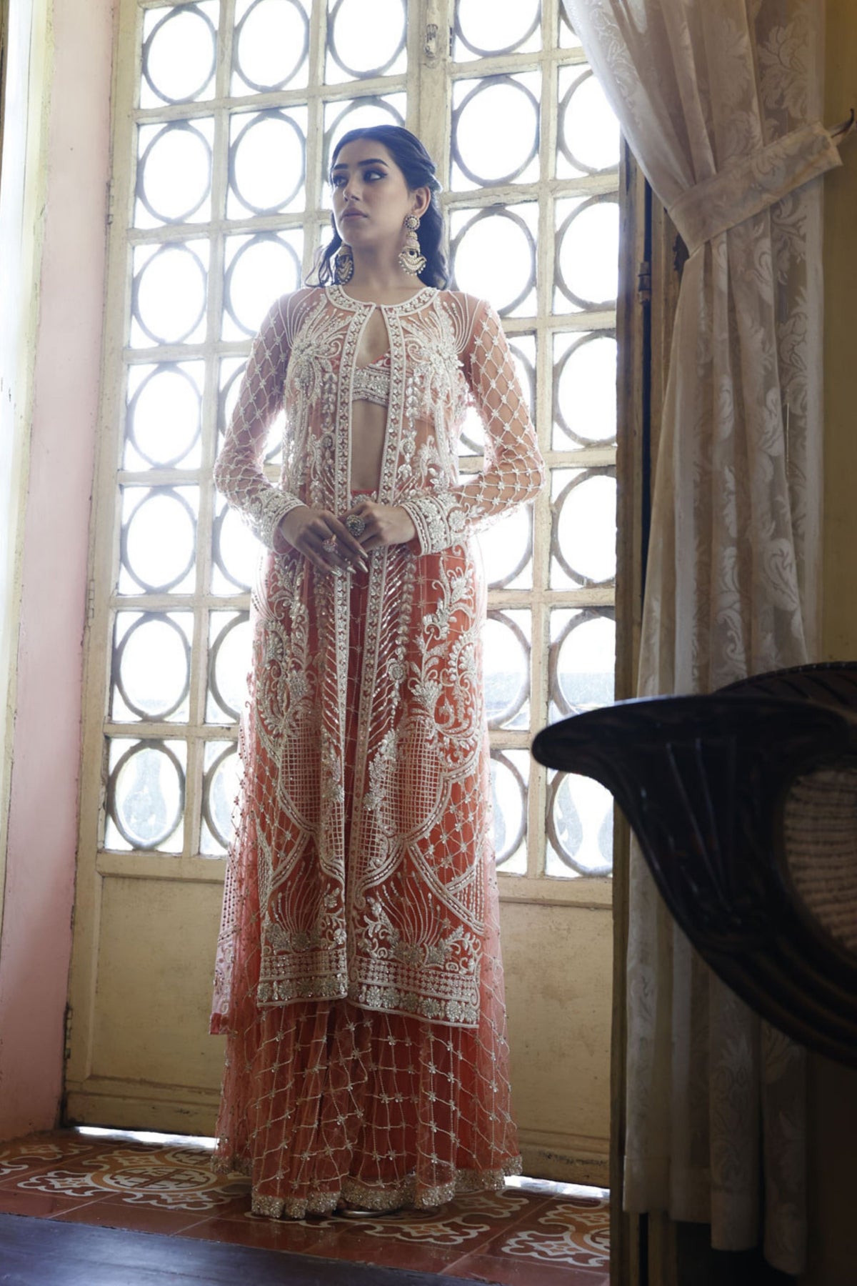 Peach Cape with Bustier and Kali Pant