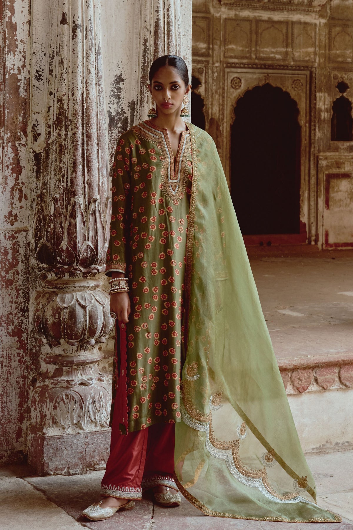Leher Green Kurta Set