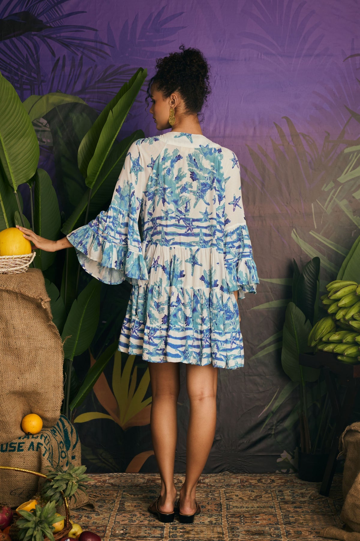 Blue Floral Midi Dress