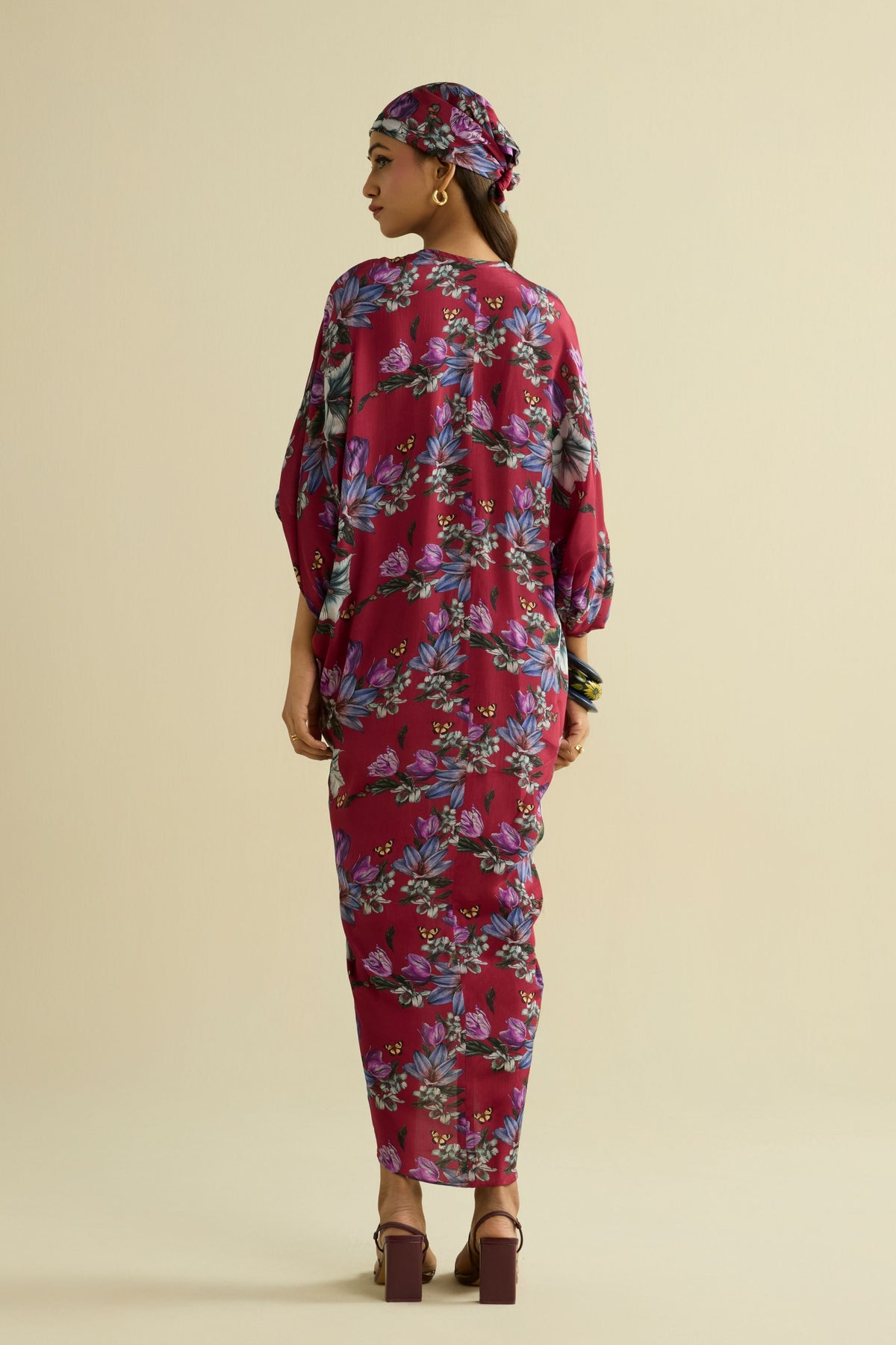 Maroon Embroidered Kaftan