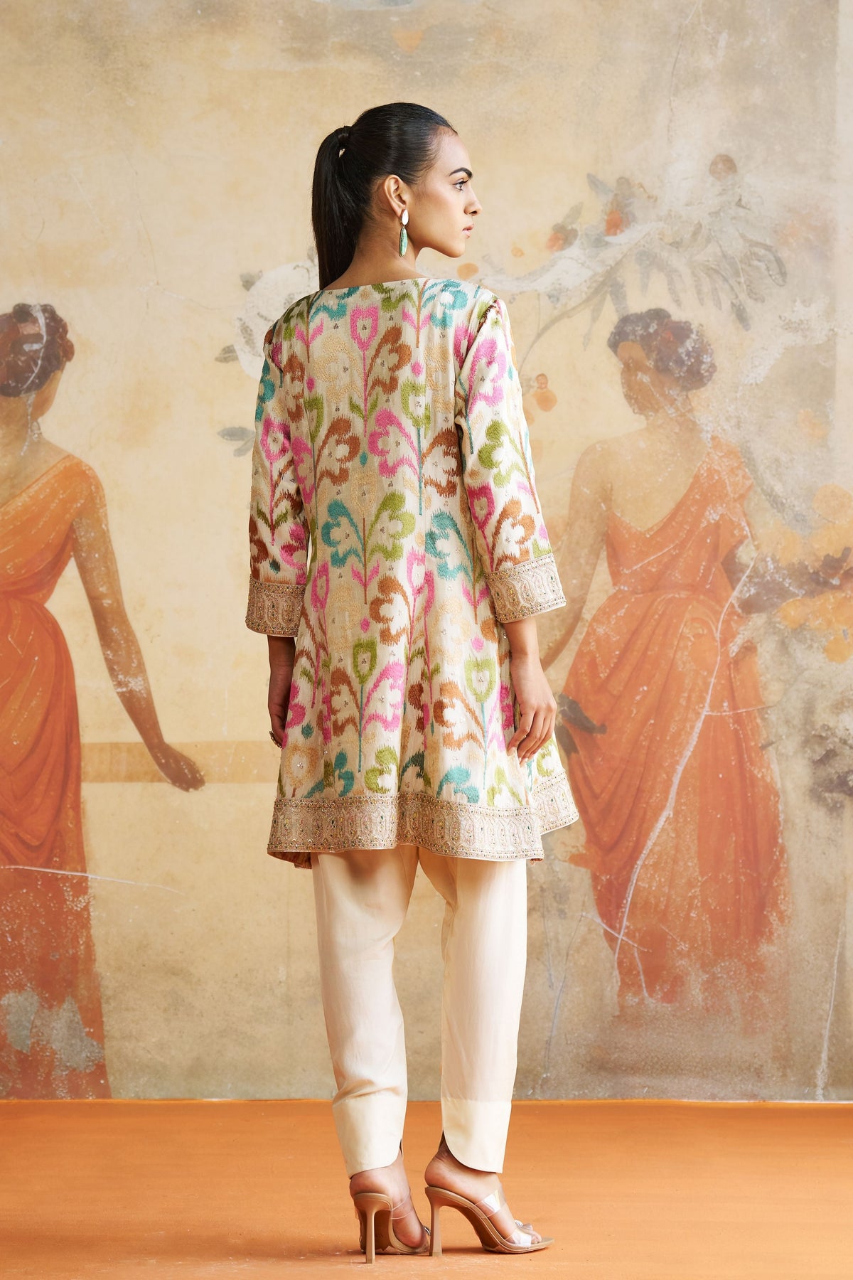 Jeweled Ivory Peplum Kurta Set