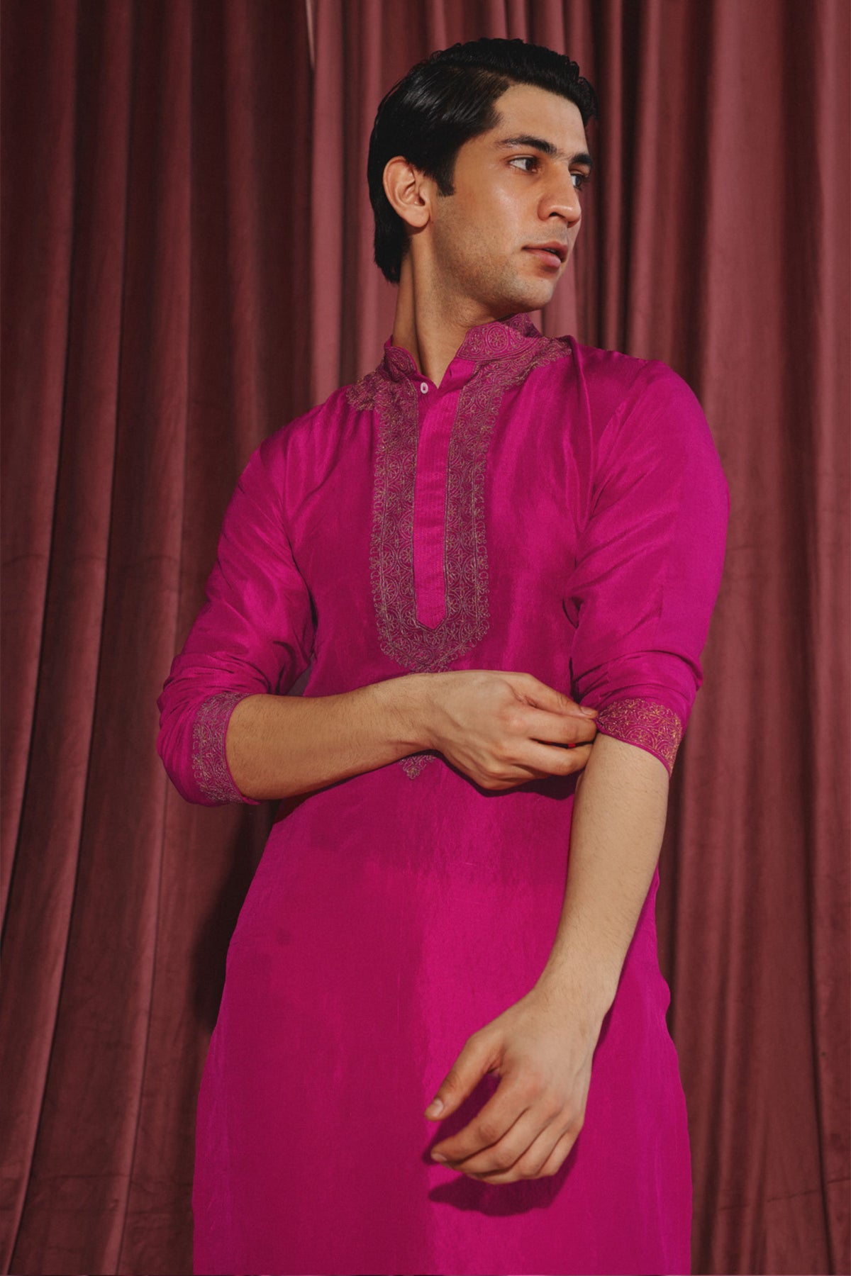 Fuschia Marodi Work Kurta Set
