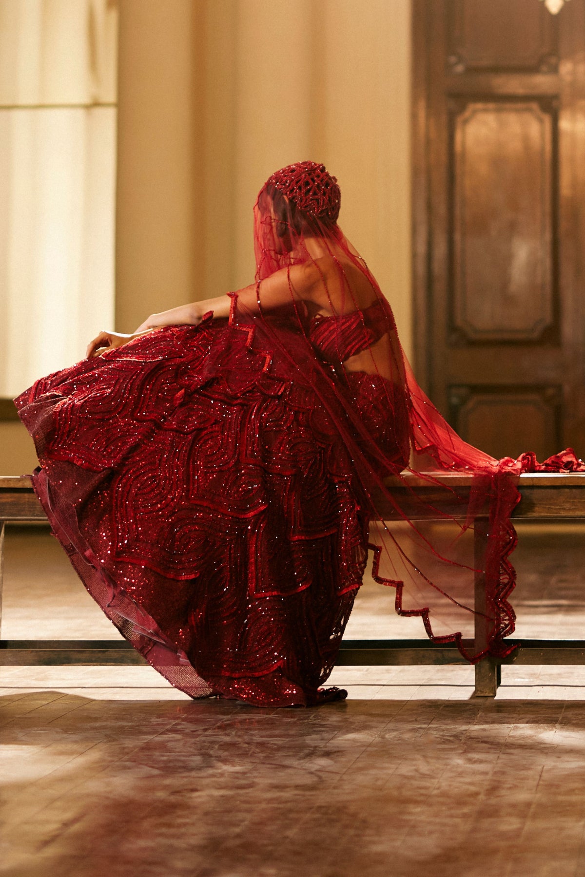 Nixi Ruby Red Lehenga