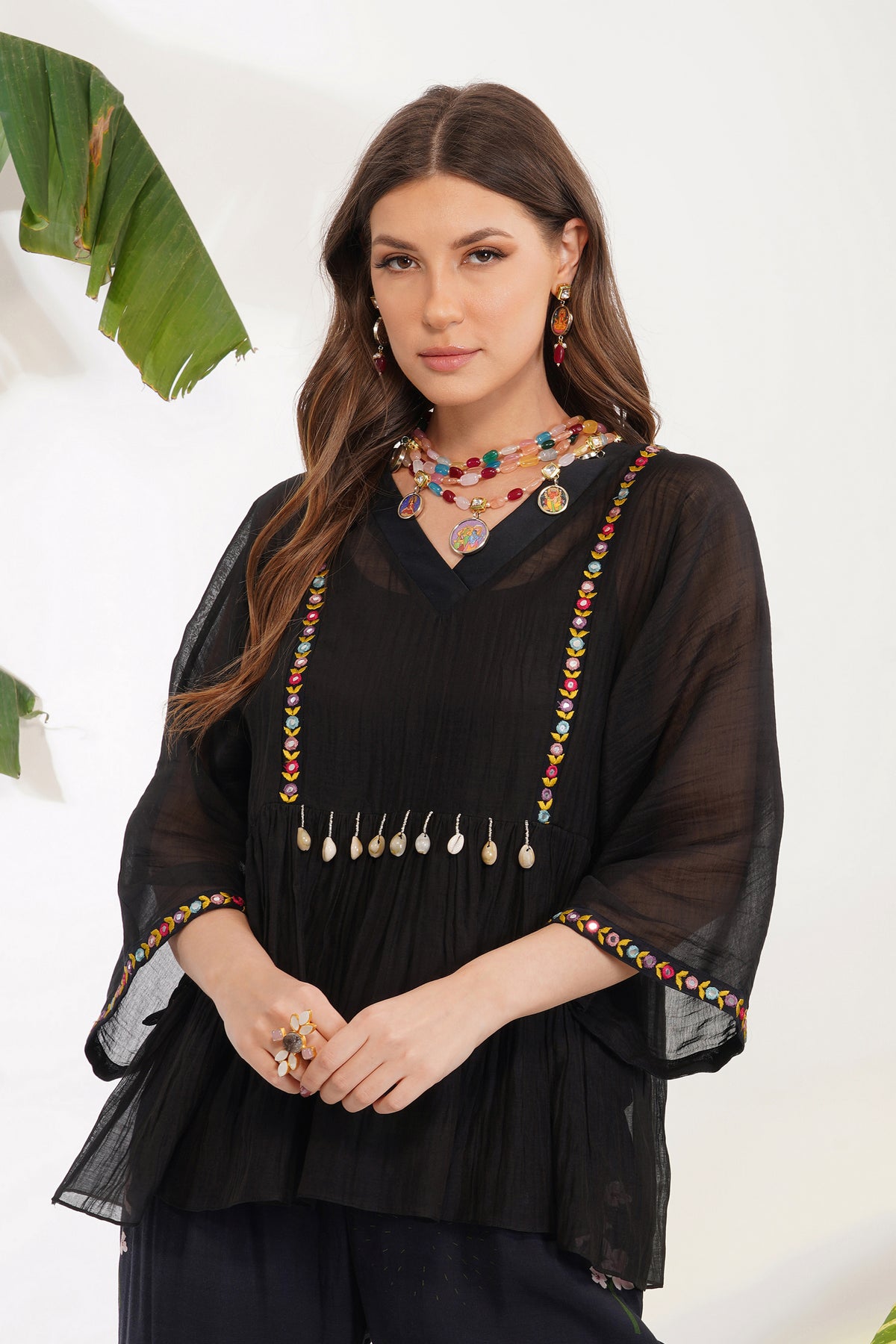 Mirrorwork Top  With Flora Fauna Pants