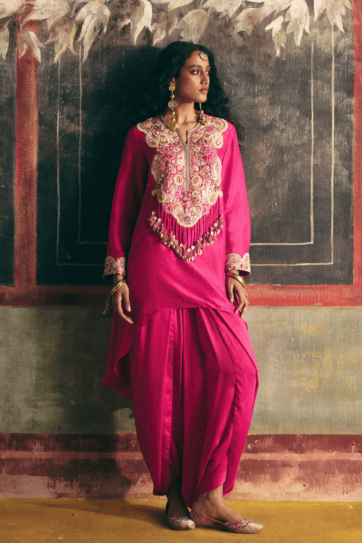 Fuchsia Pink Short Kurti Set