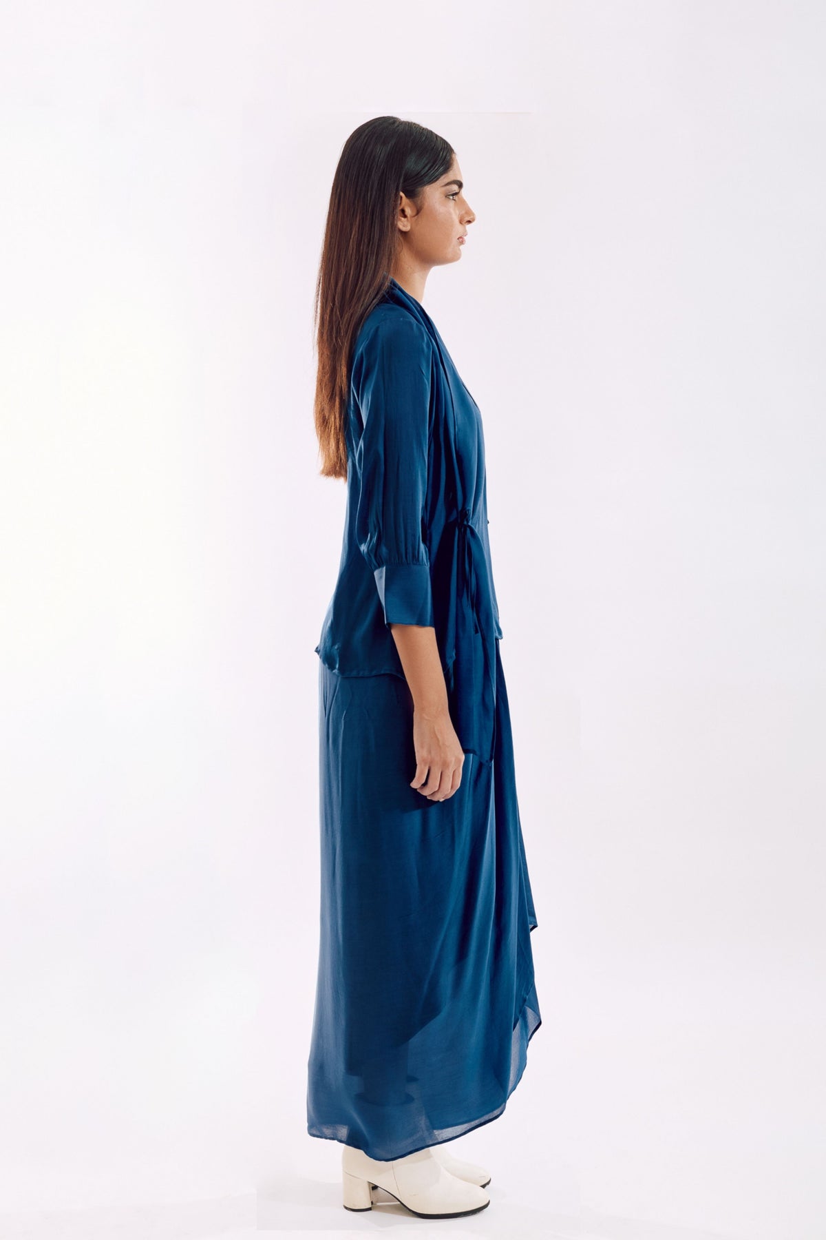 Blue Side Tie Top