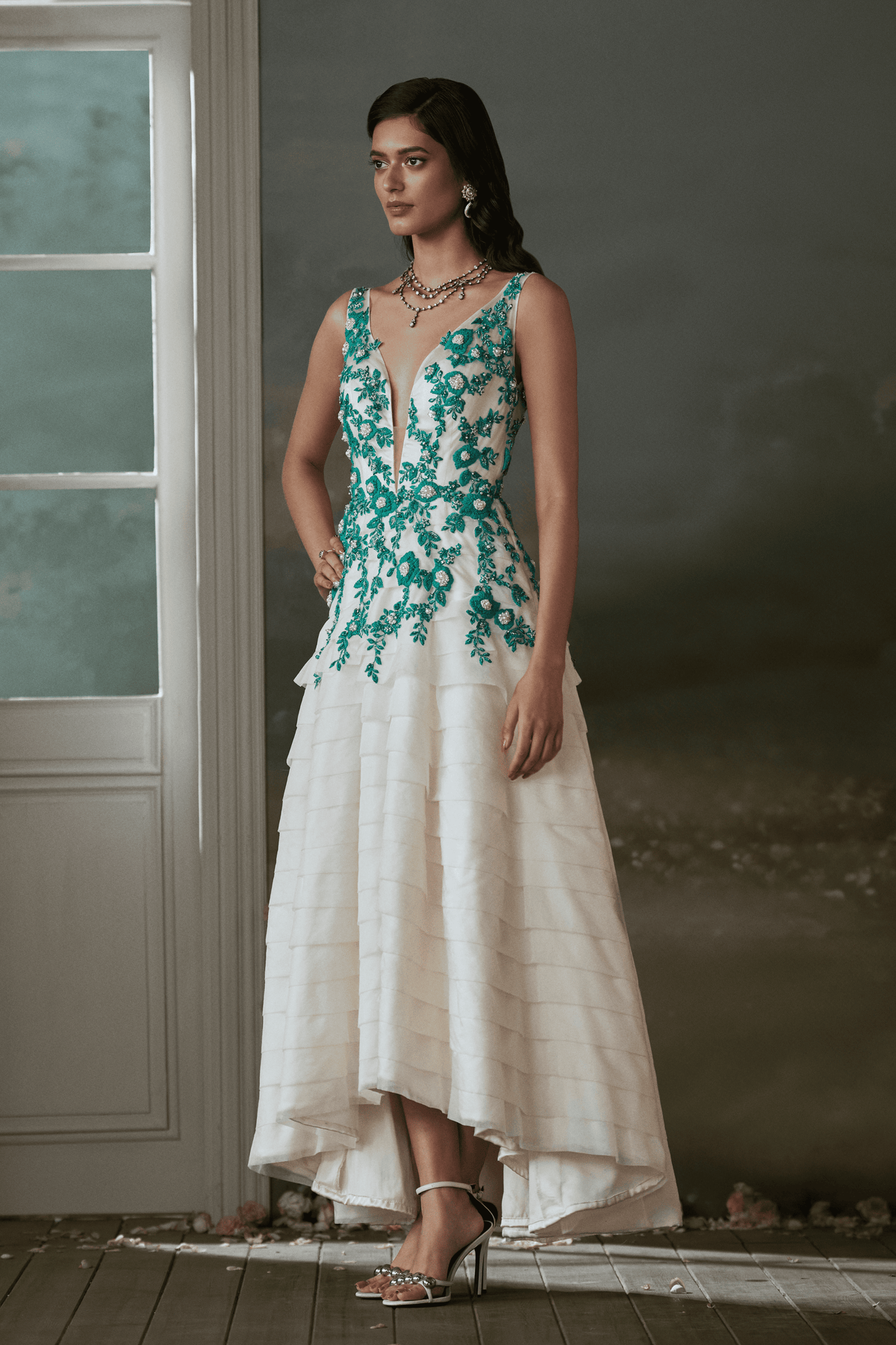 Ivory Organza Layered Dress