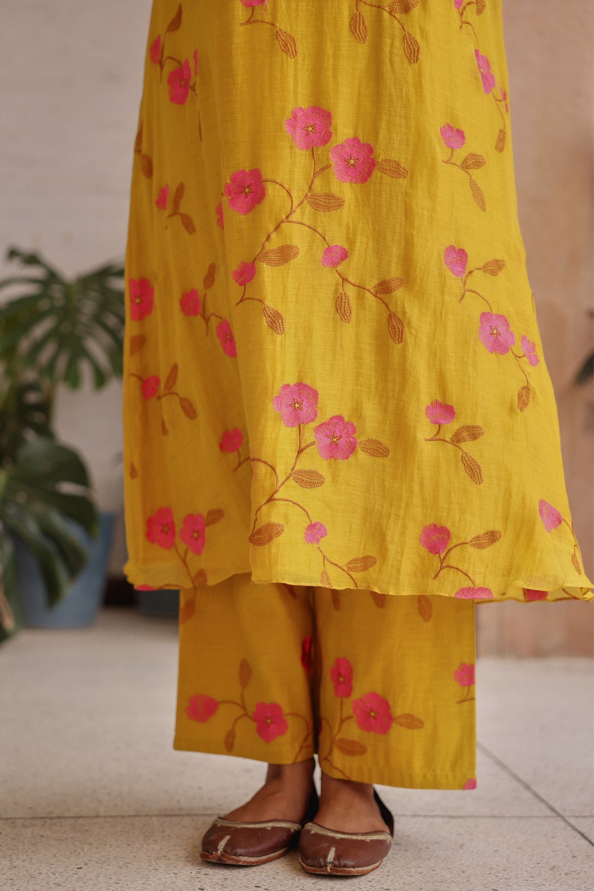 Canary Bloom Embroidered  Tunic Set