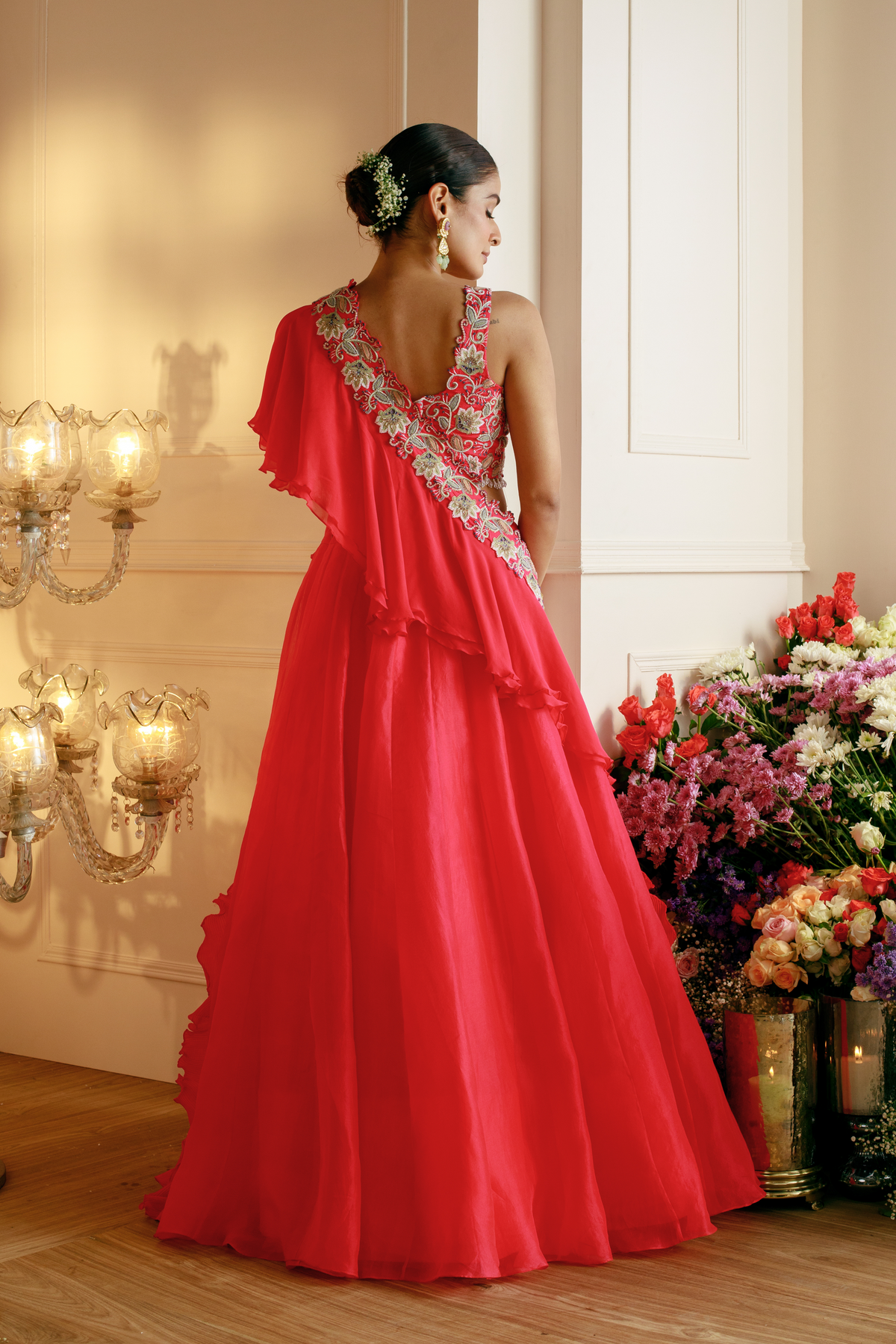 Fuscia Pink Organza Lehenga Set