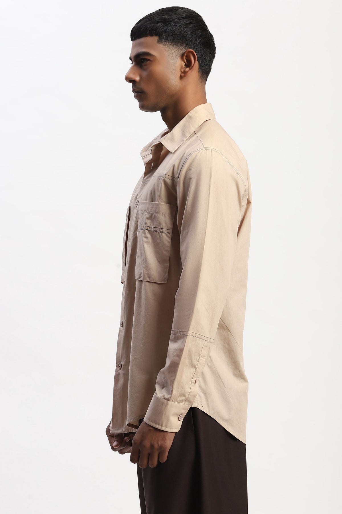Khaki Tonal Patchwork Shirt