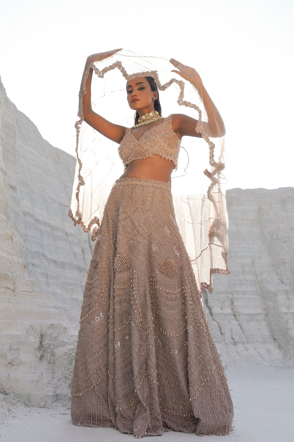 Rustic Amber Embroidered Lehenga Set