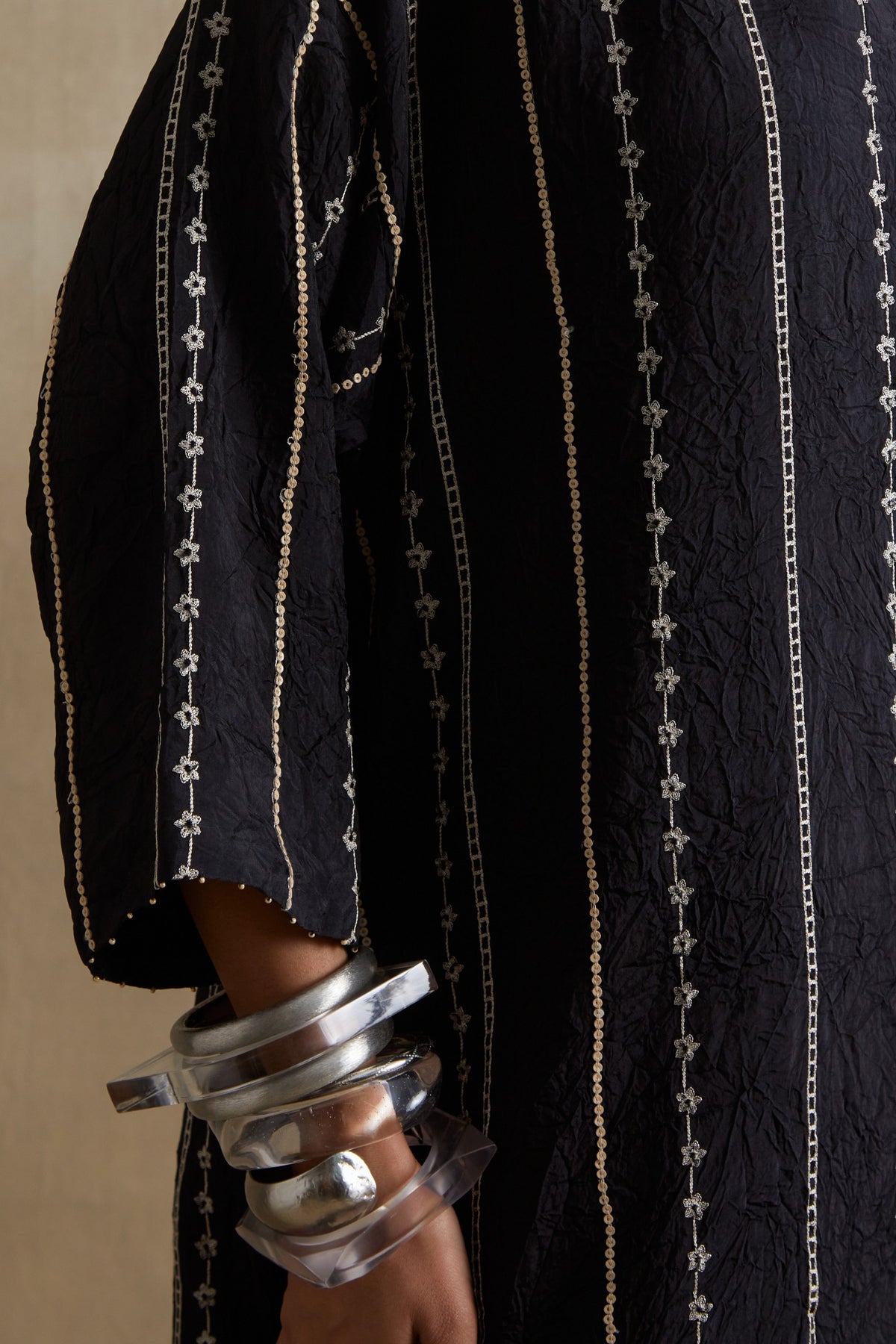 Black  Beaded Embroidered Kurta Set