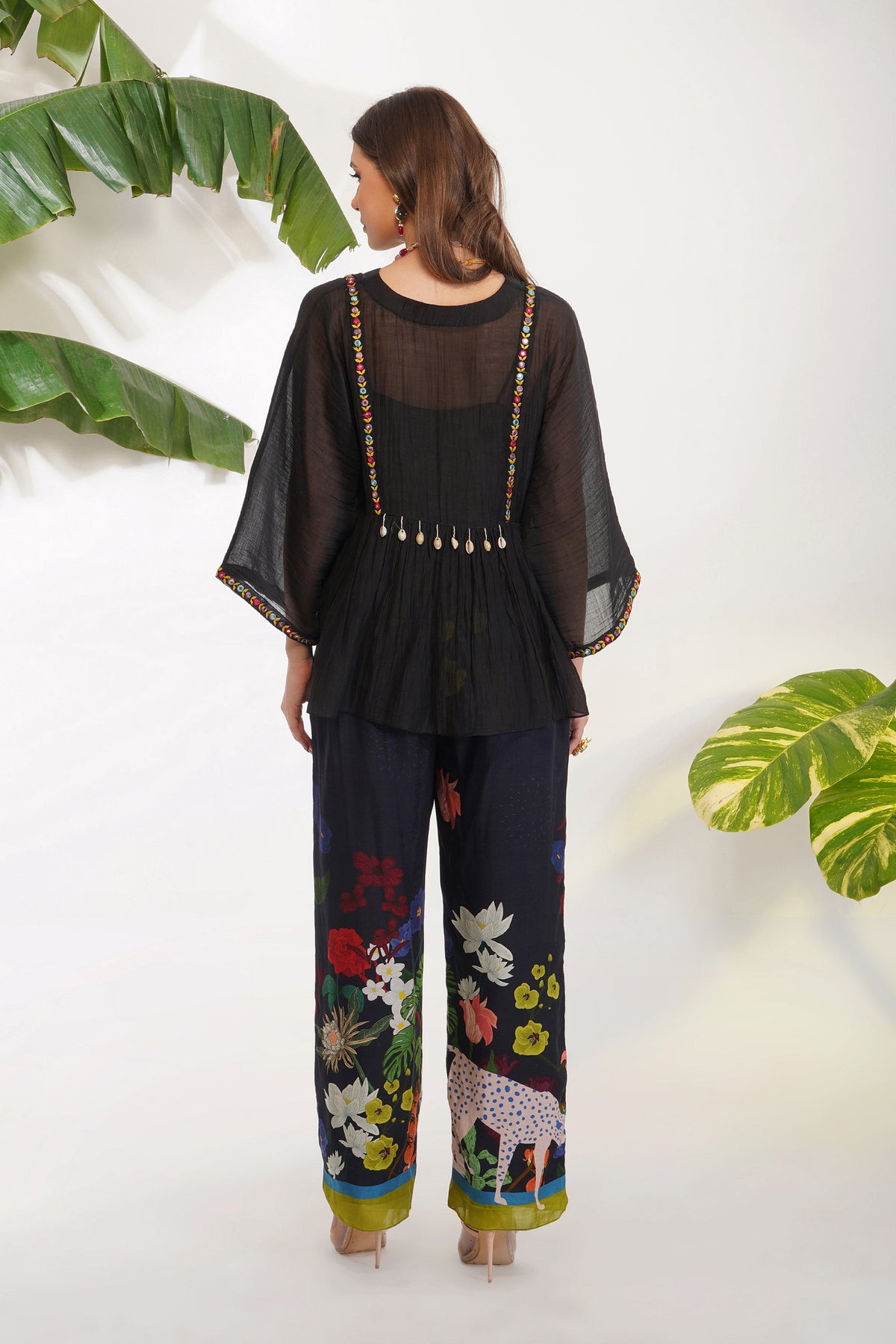 Mirrorwork Top  With Flora Fauna Pants