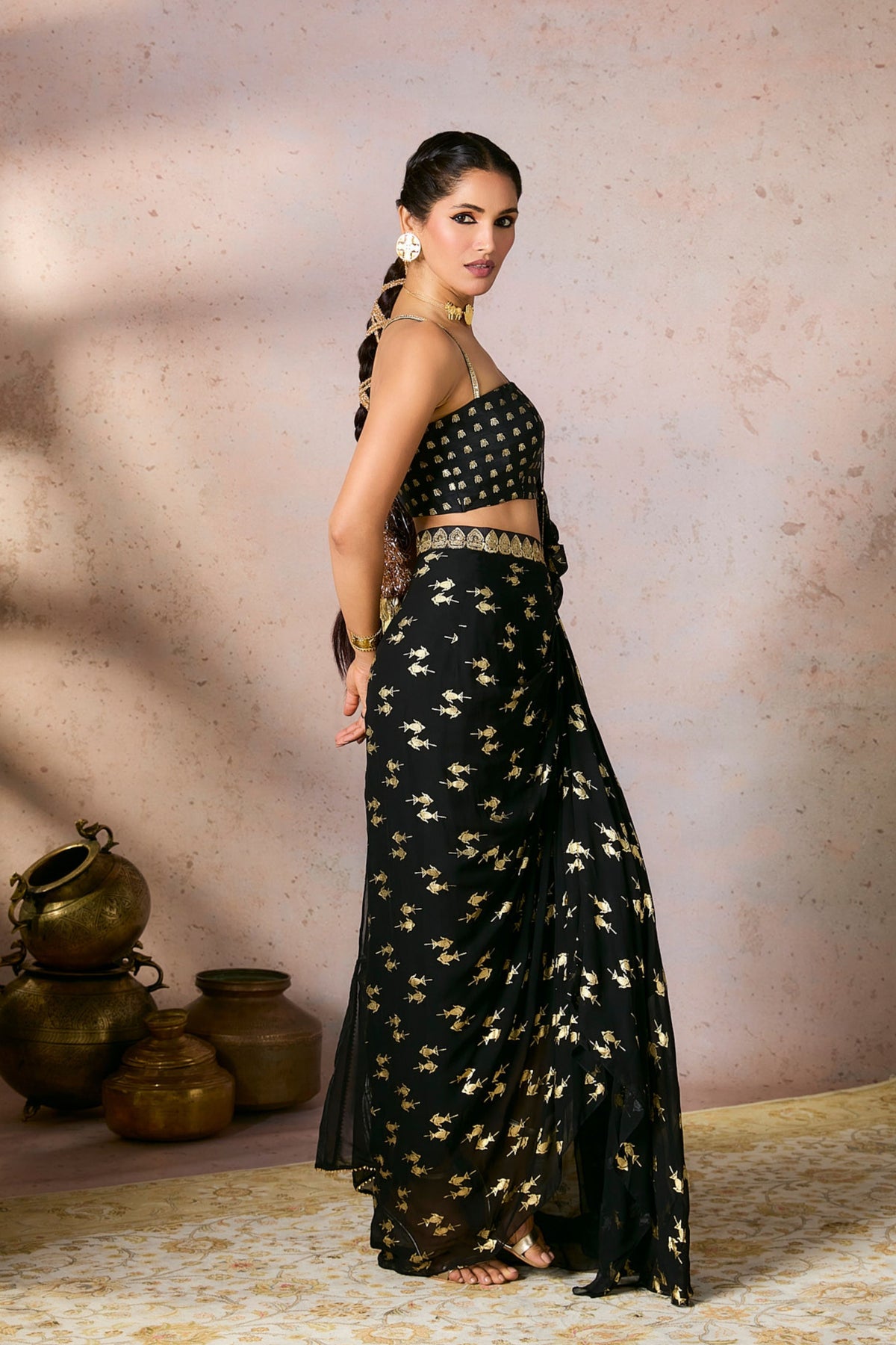 Black Mystic Drape Saree