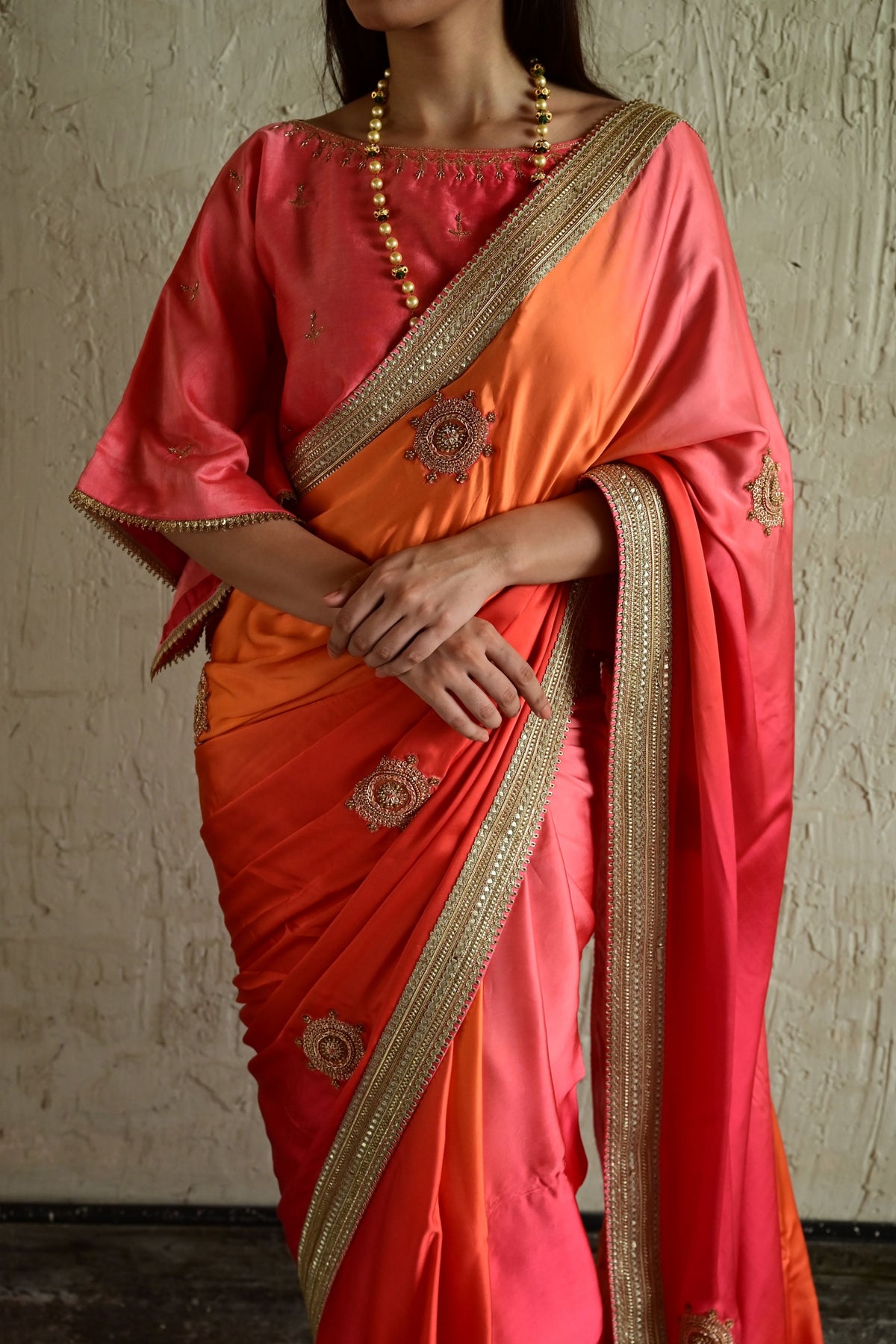 Rose Pink Ghevar Kaftan Blouse