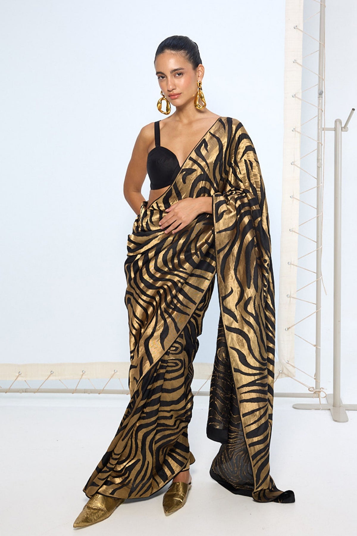 Black and Gold Handwoven Saree