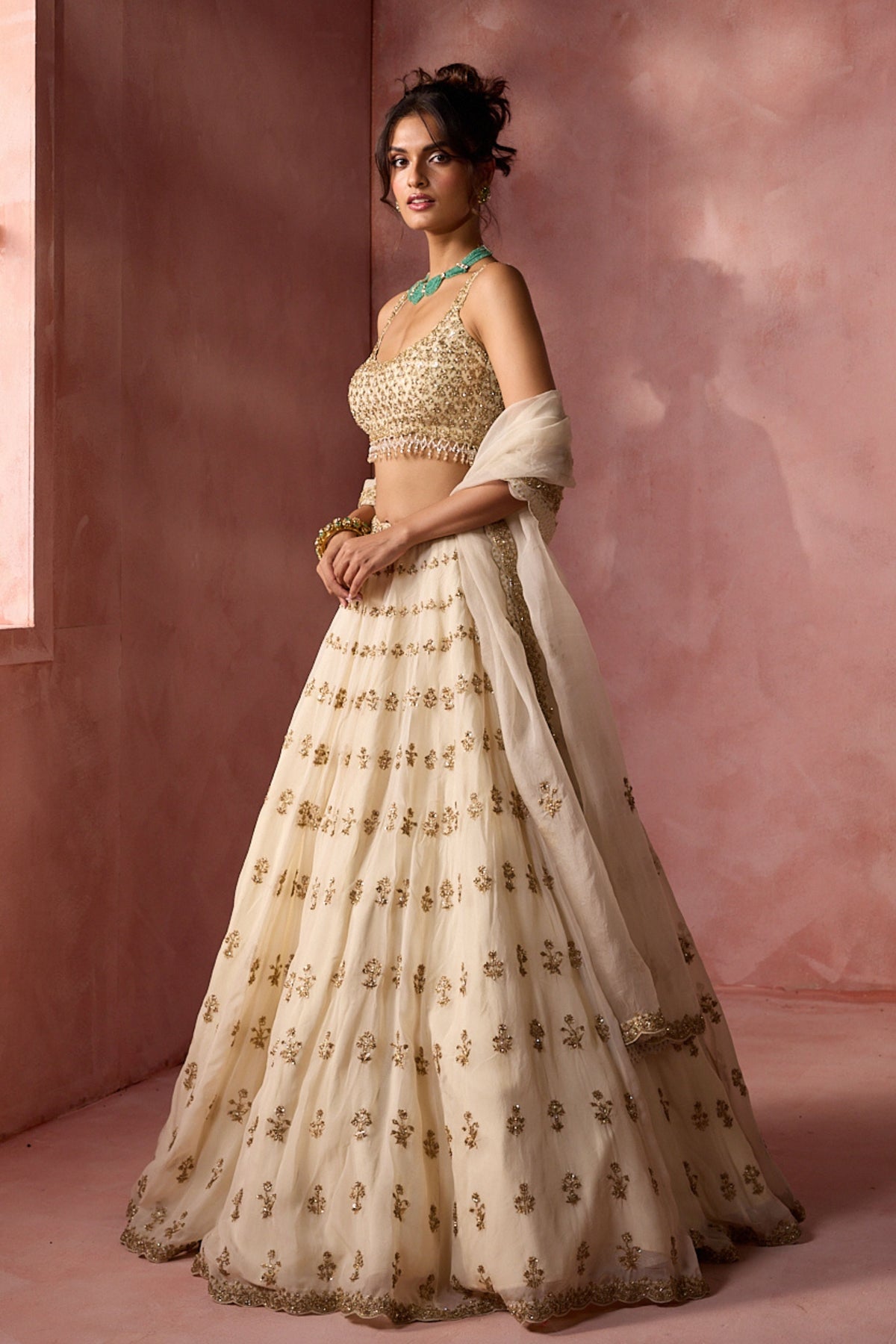 Cream Lehenga Set