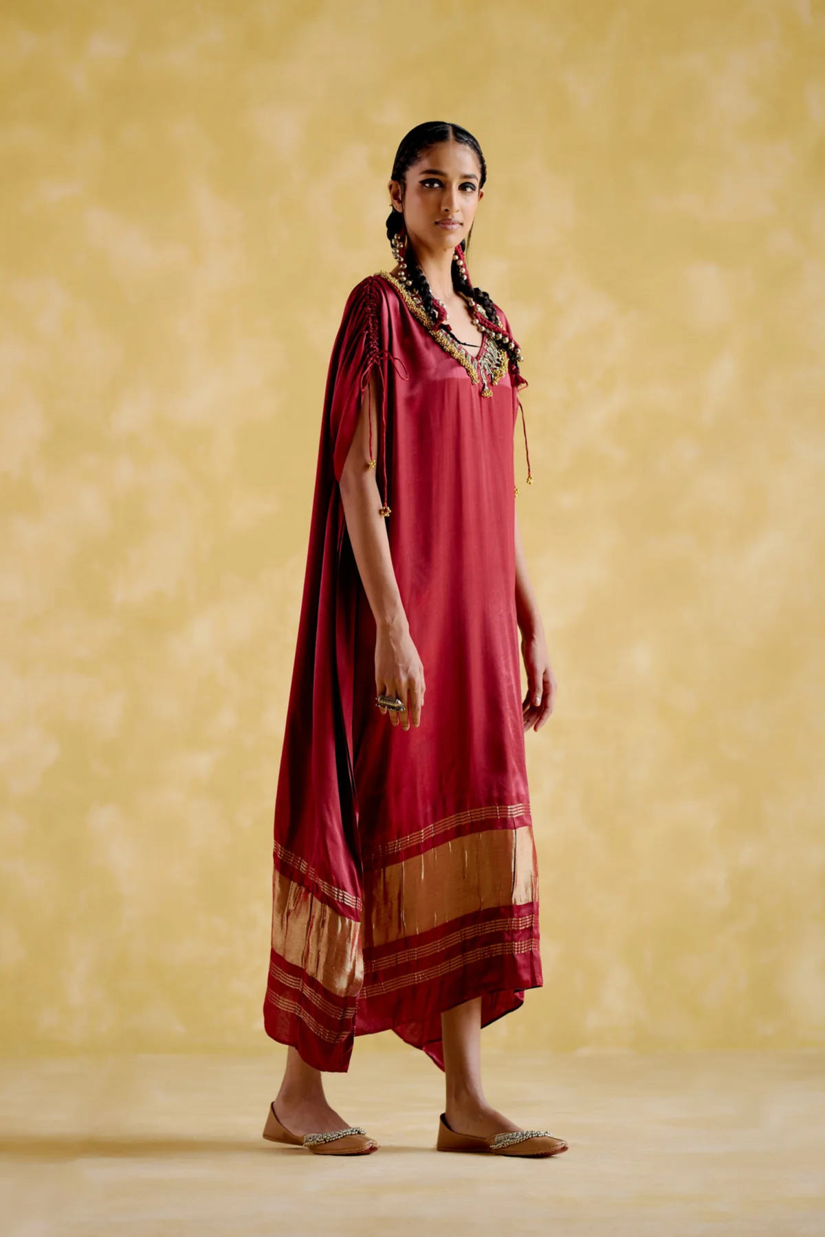 Amor Maroon Kaftan Dress