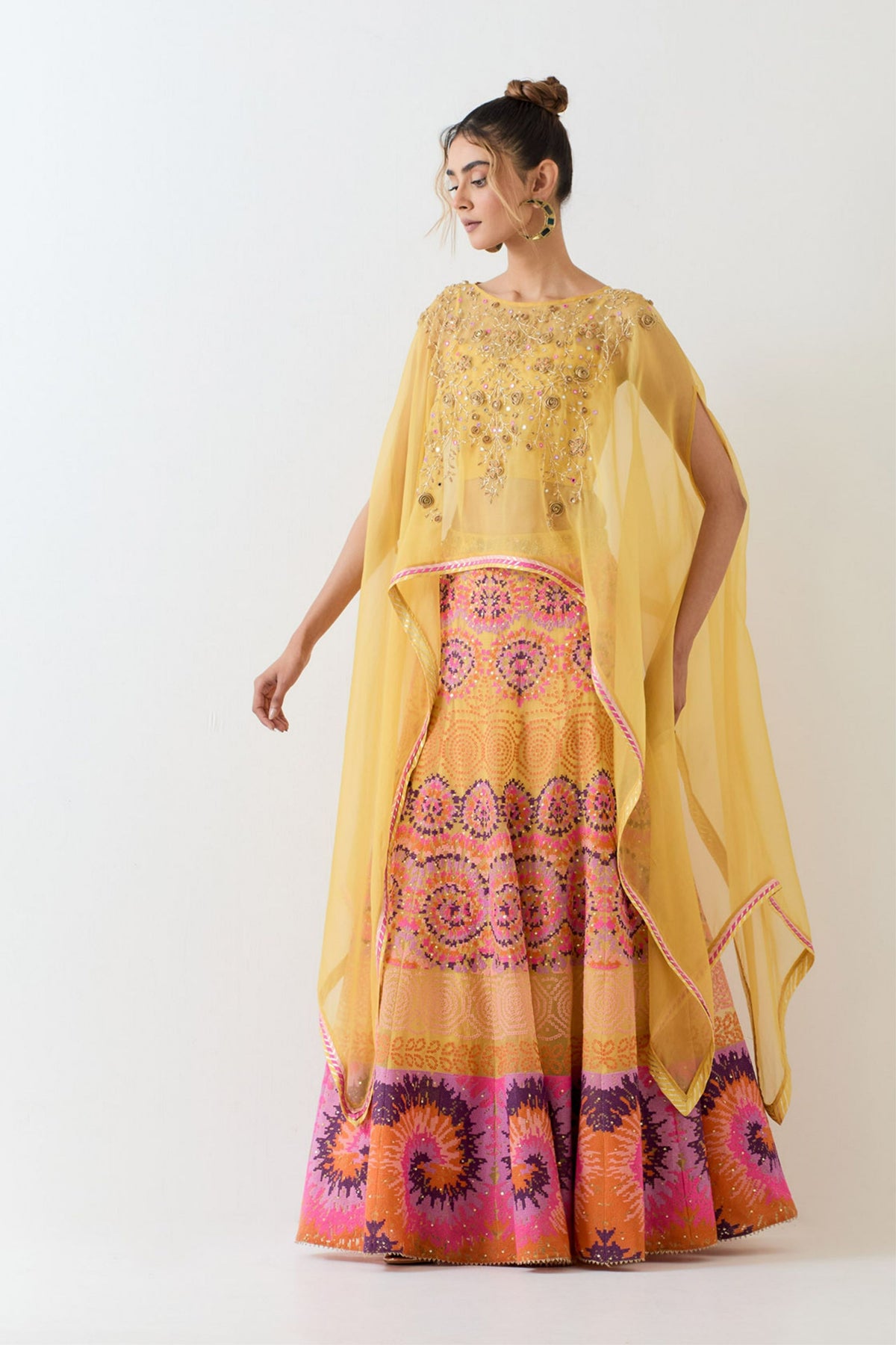 Organza Hand Embellished Cape Set