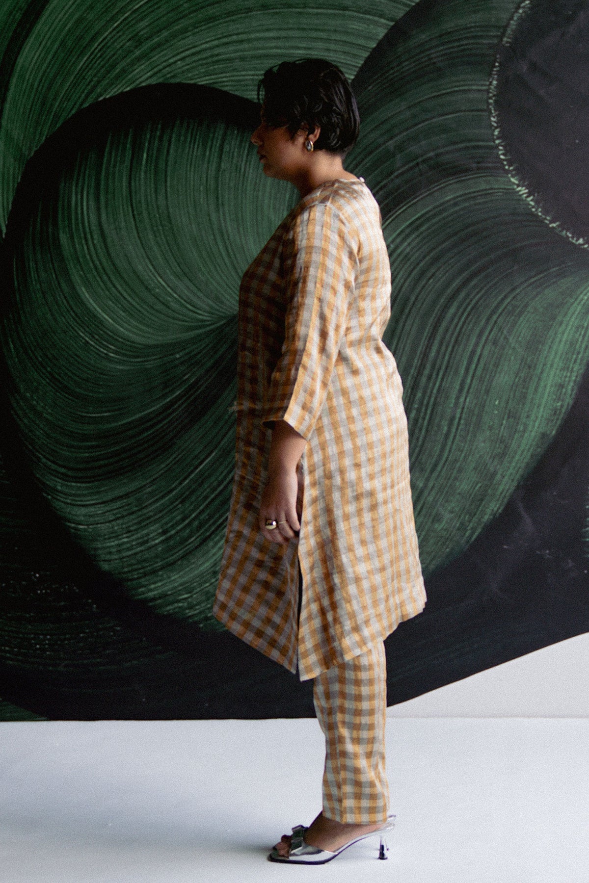 Gold Check Tunic With Pants