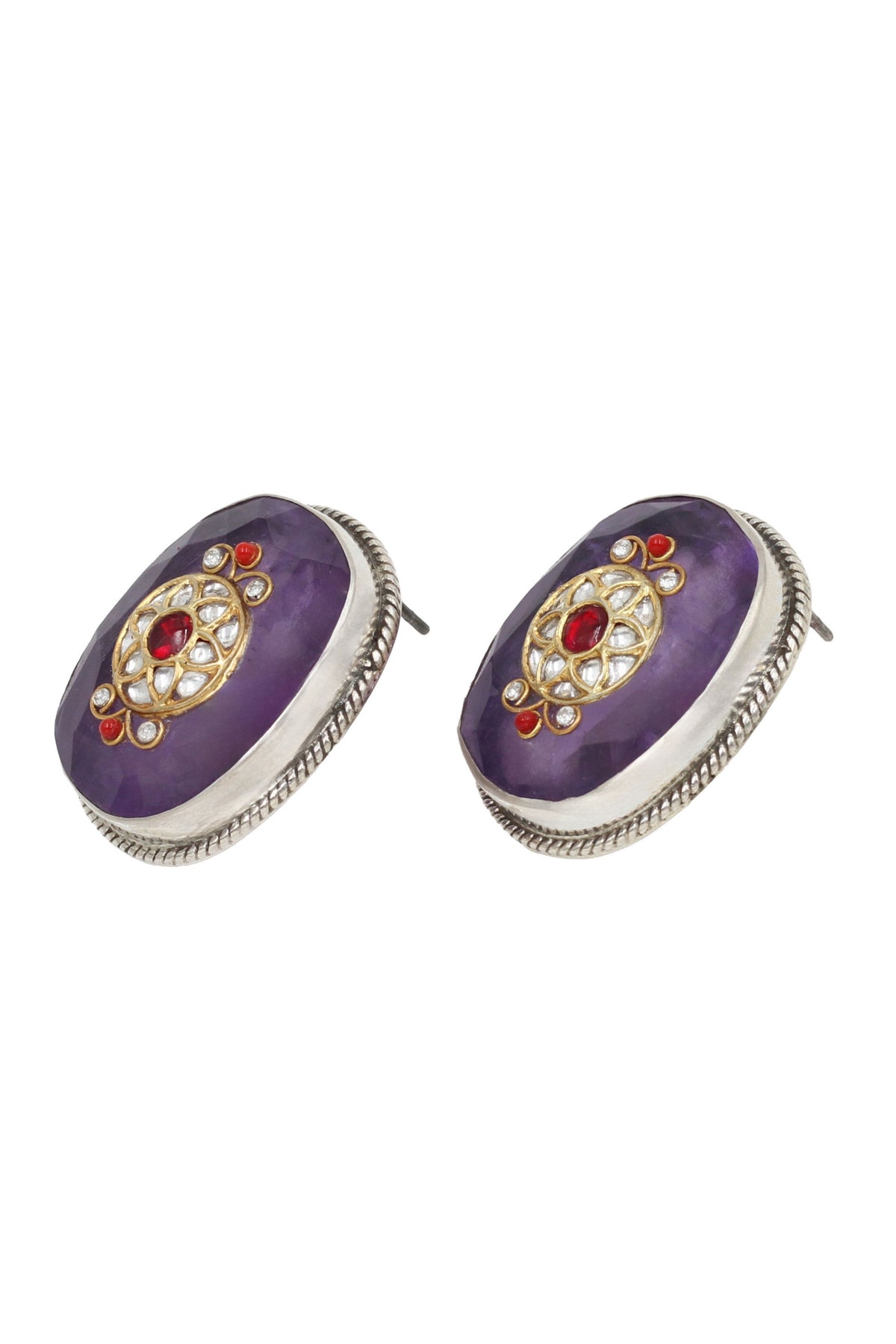 Purple Silver Earrings