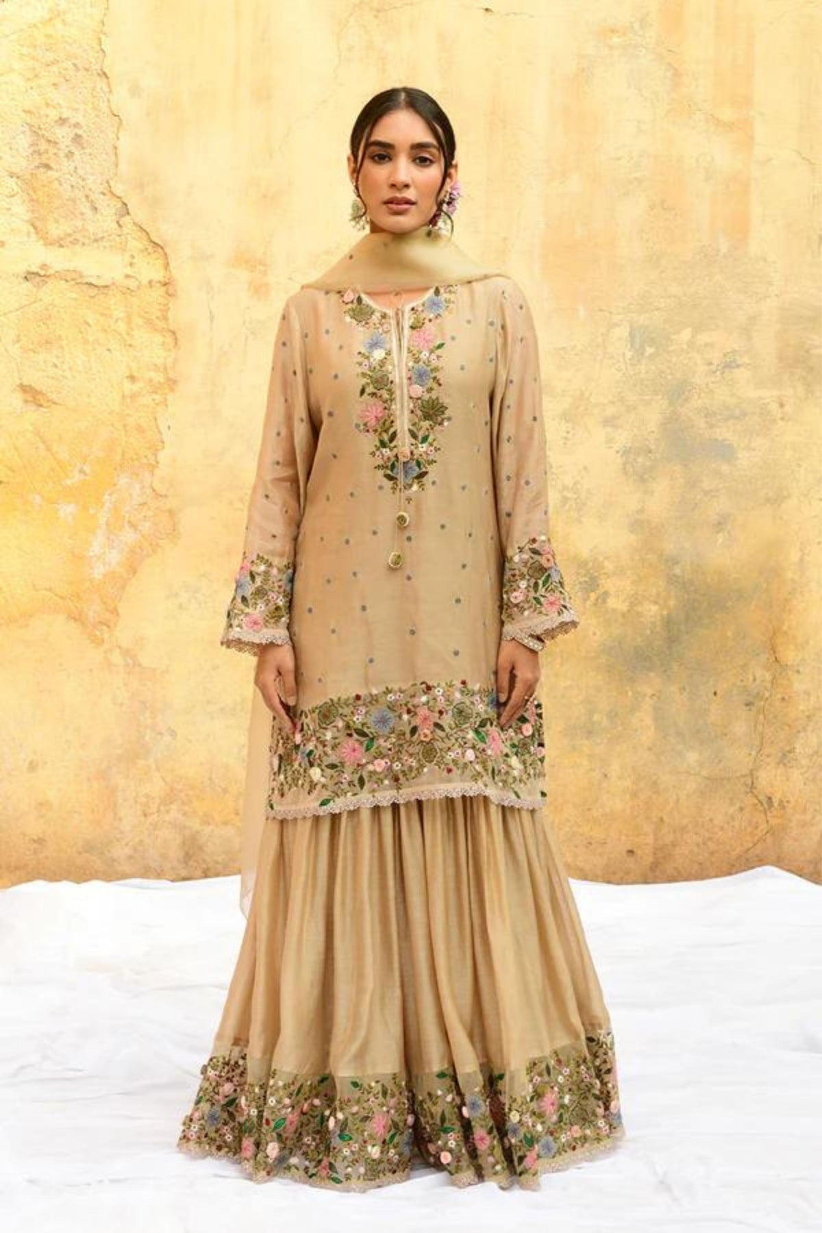 Ivory Orchid Sharara Set