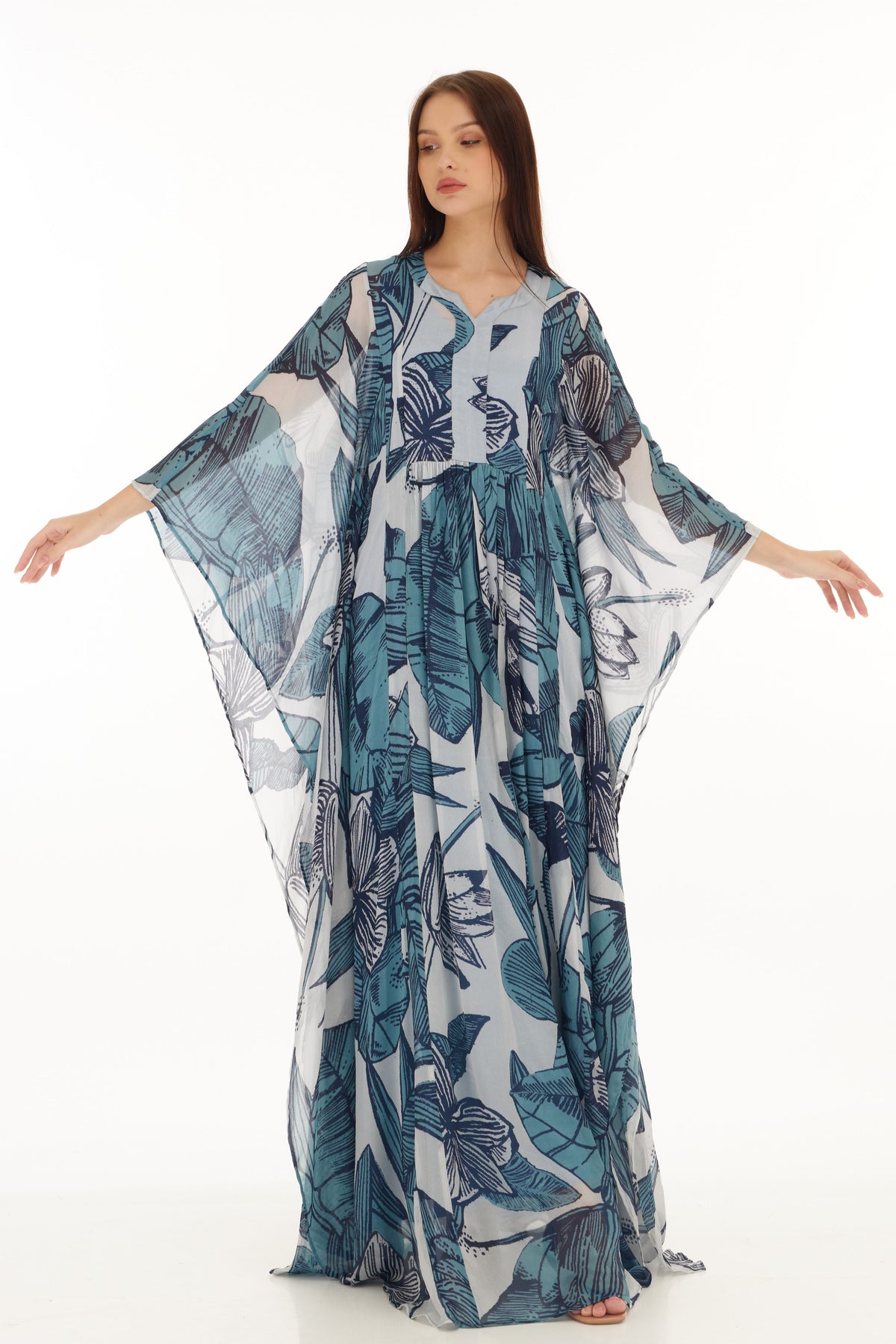 Blue and White Kaftan Dress