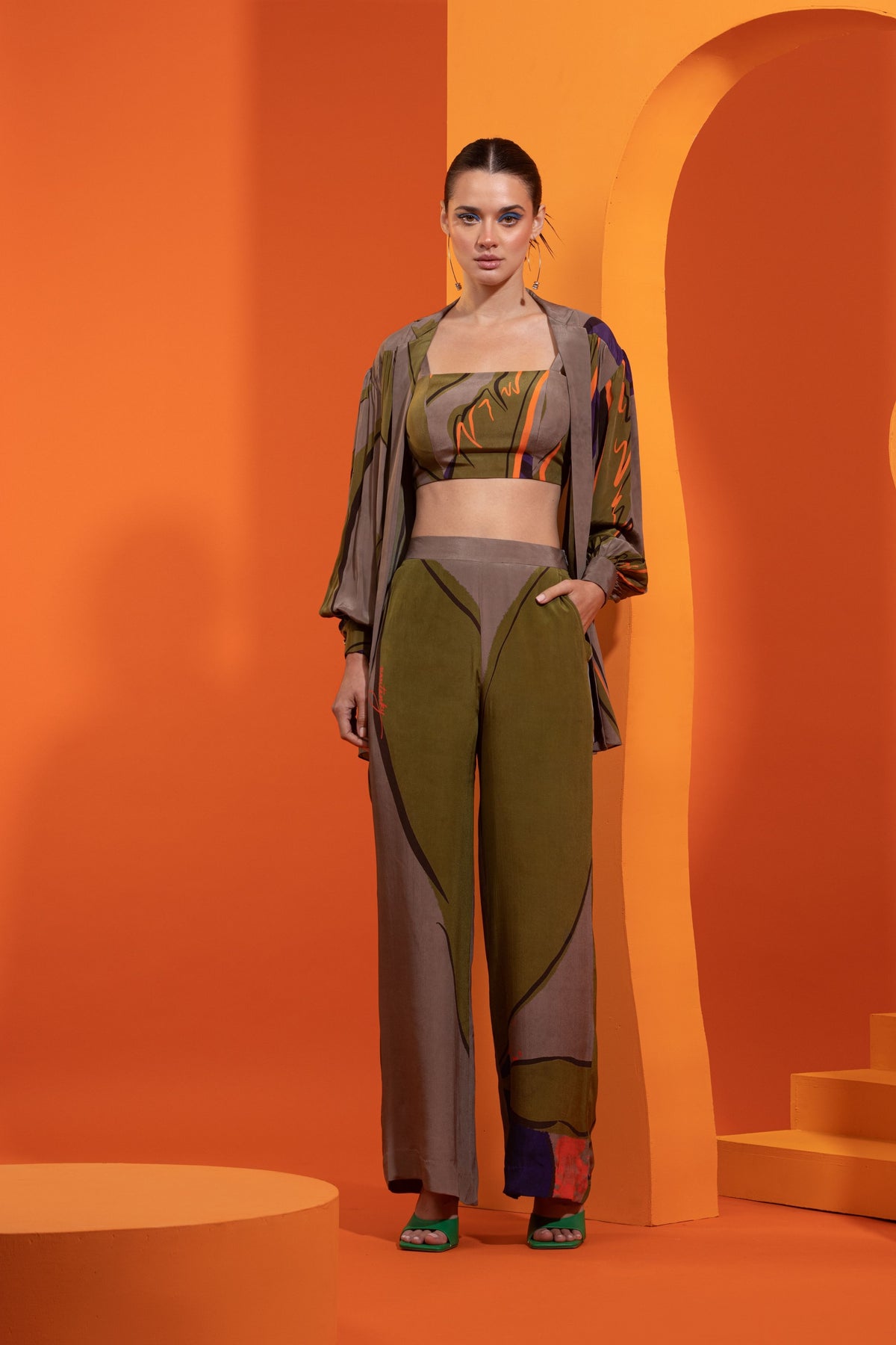 Artistic Printed Open Shirt Co-ord Set