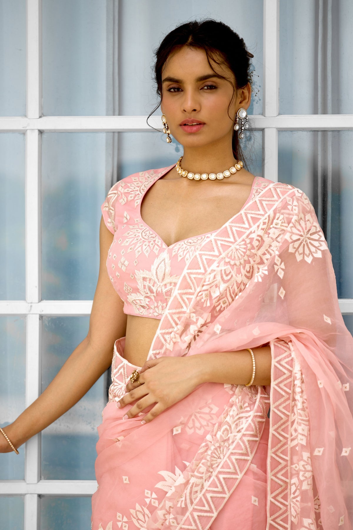 Whispers of Rose Saree Set