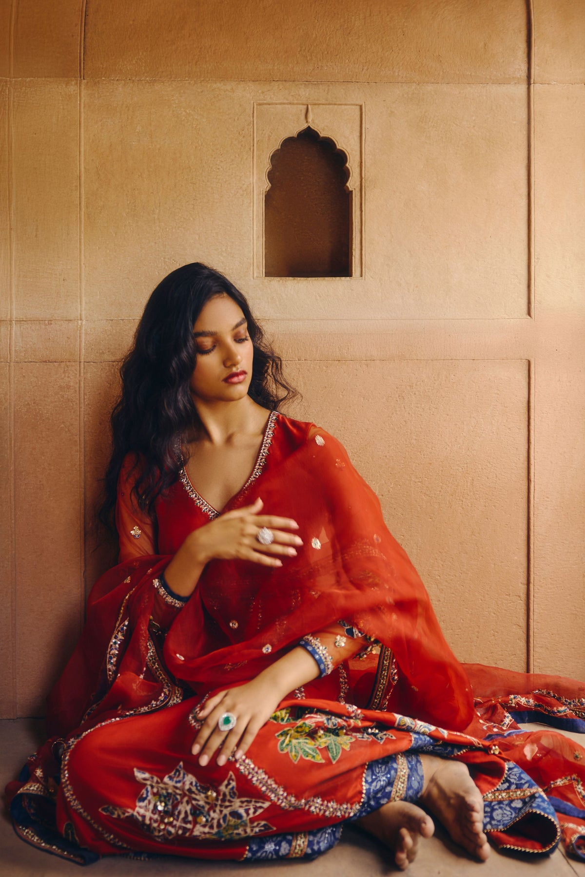 Crimson Symphony Anarkali