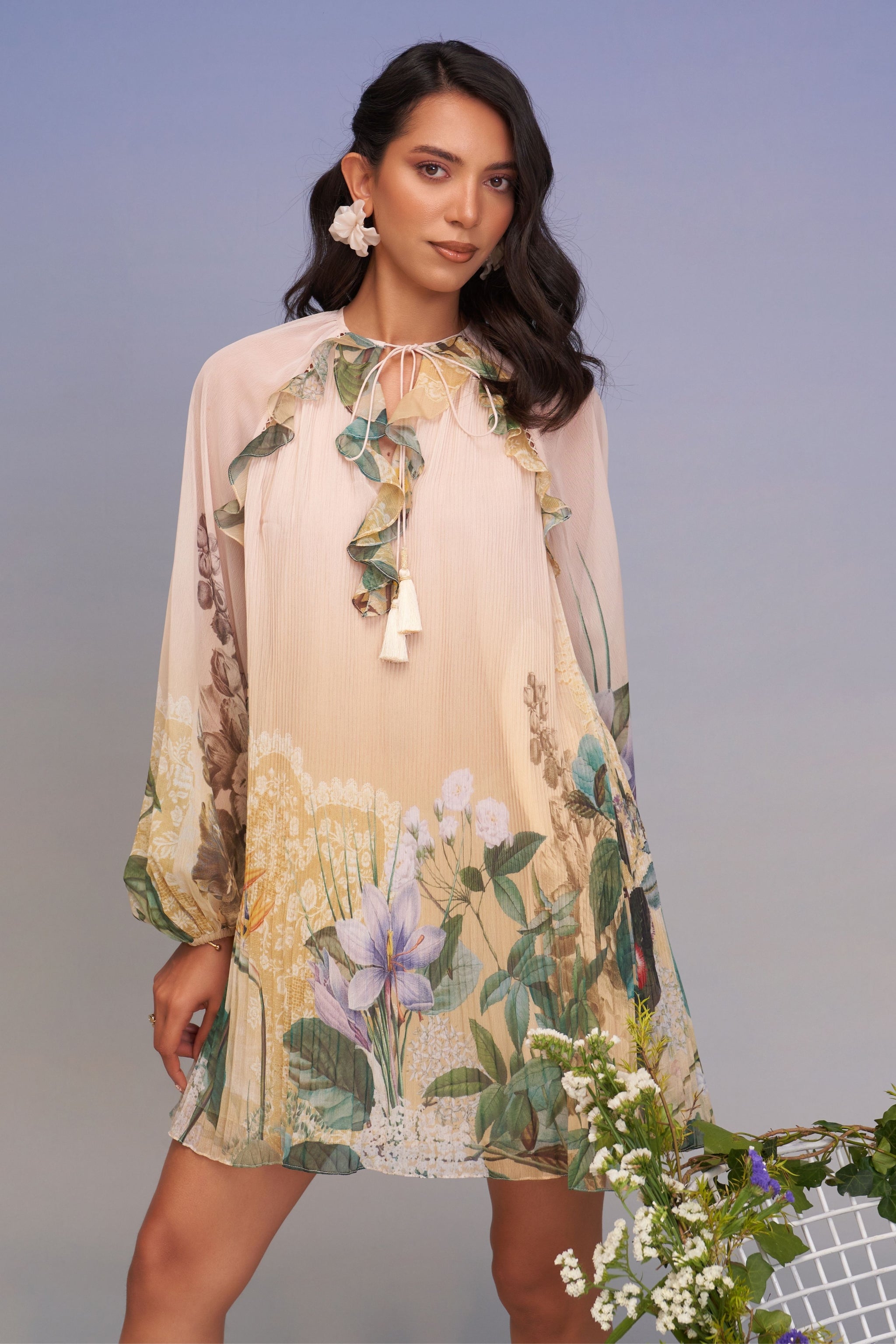 pankaj and nidhi pleated dress ARCH PLEATED MAXI DRESS