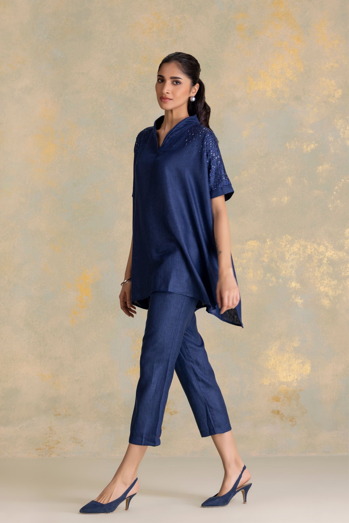 Navy Rain Square Top