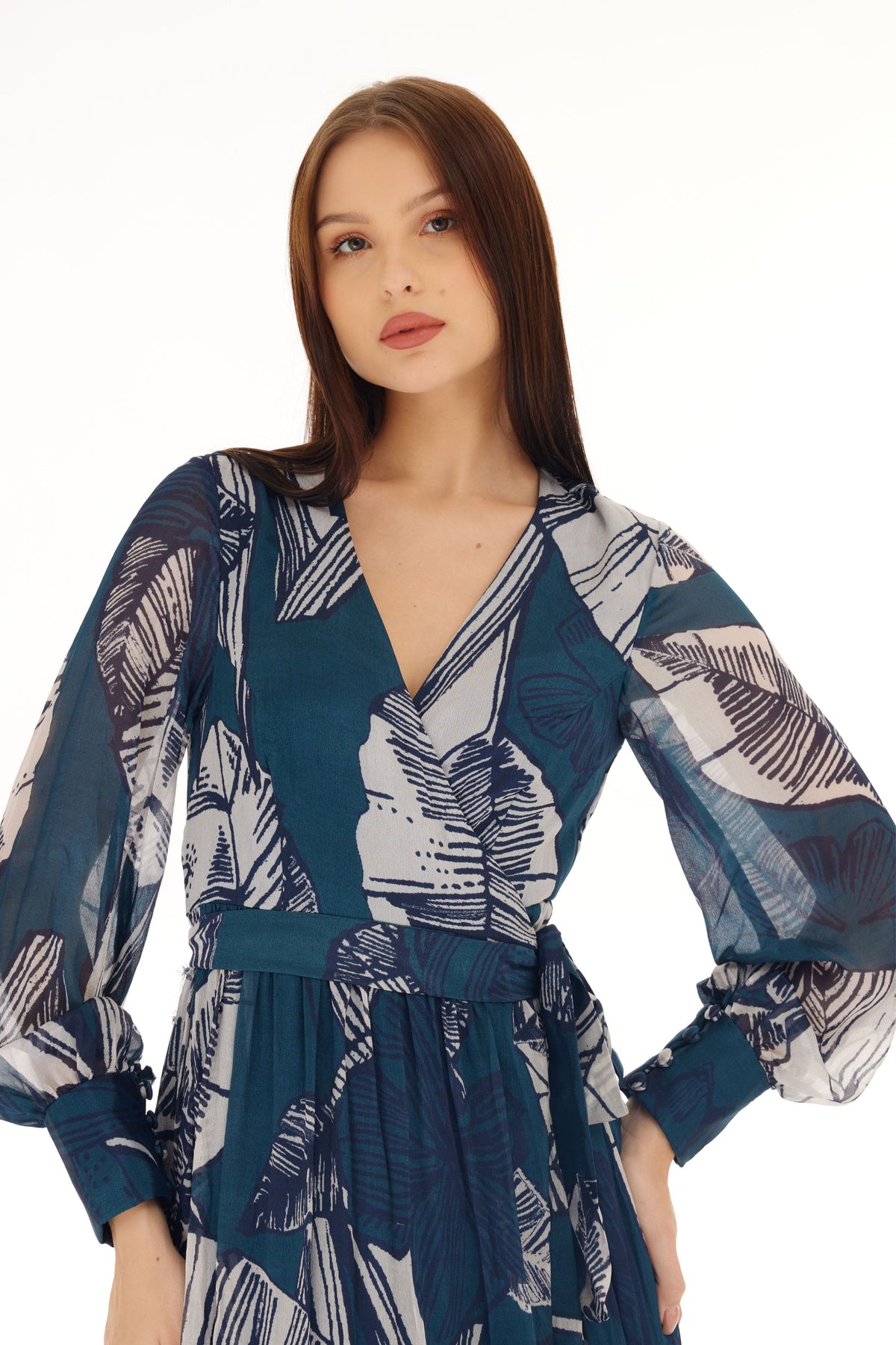 Blue and White Wrap Dress