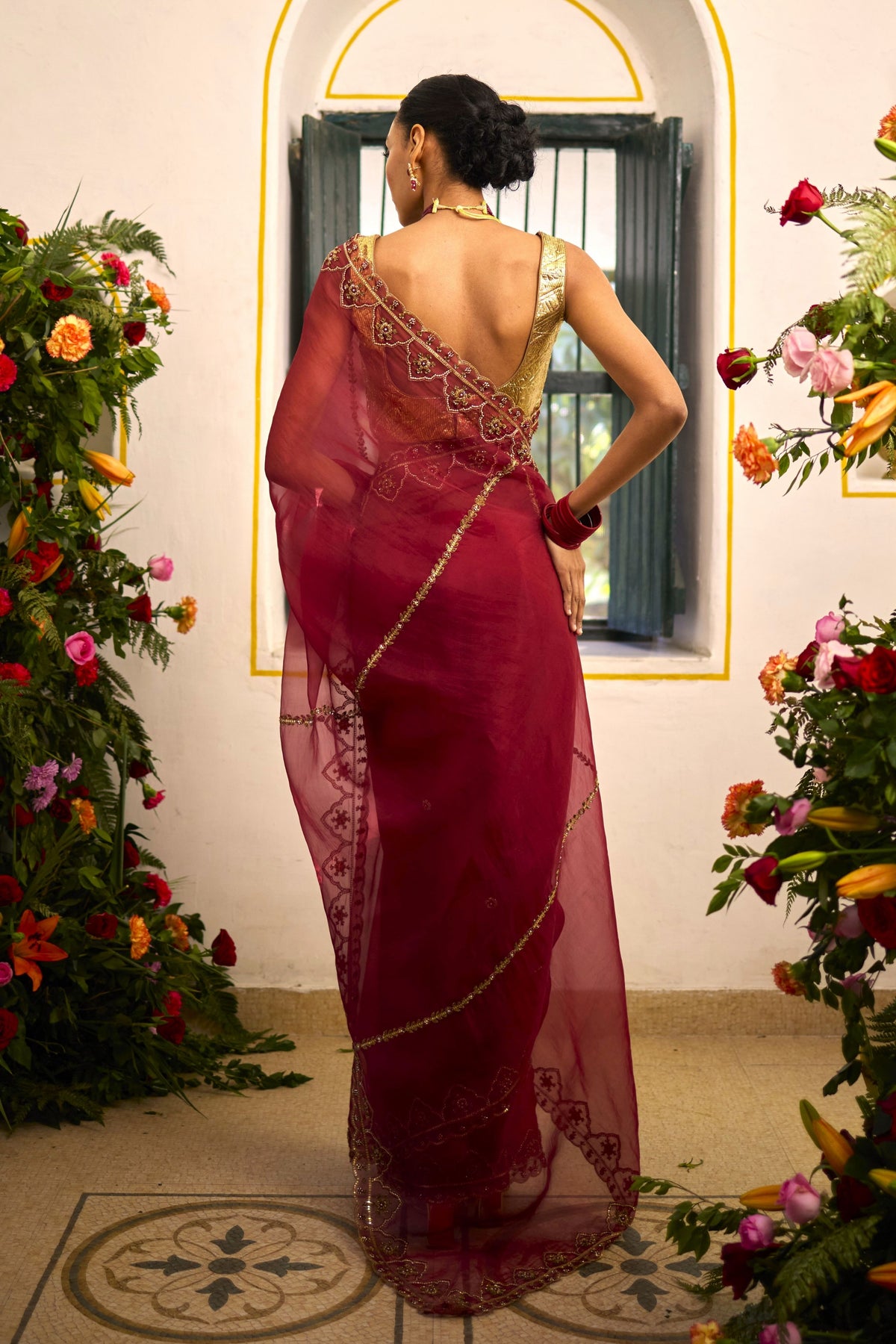 Maroon Mehafil Saree Set