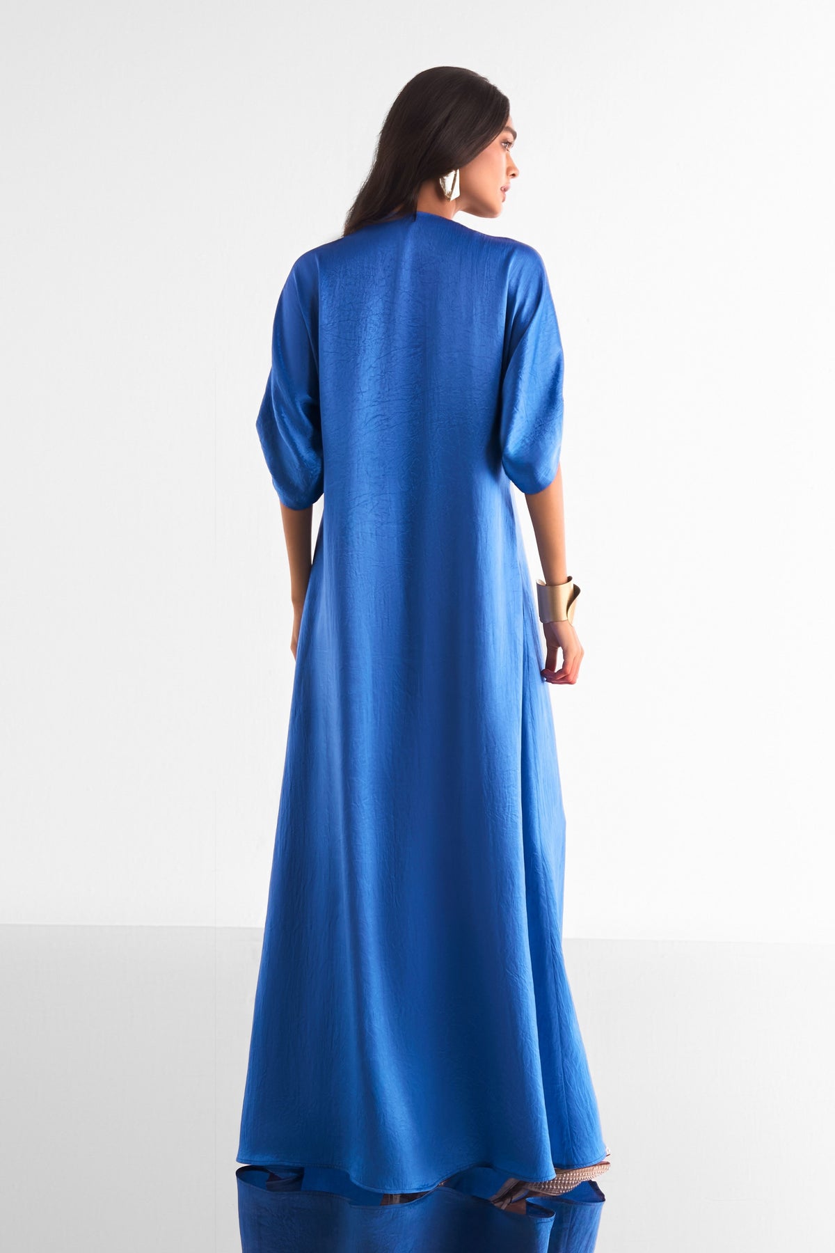 Zip Neck Satin Dress