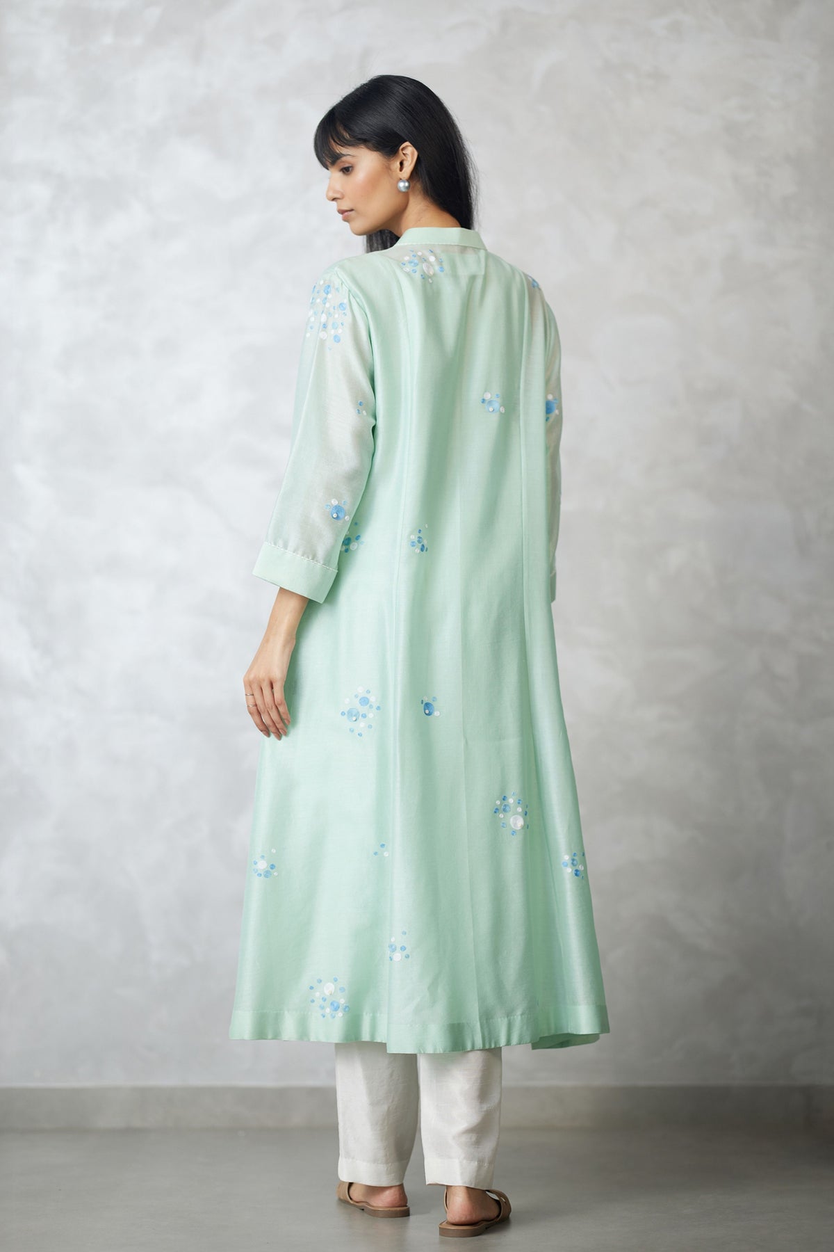 Seafoam Kalidar Kurta With Slip