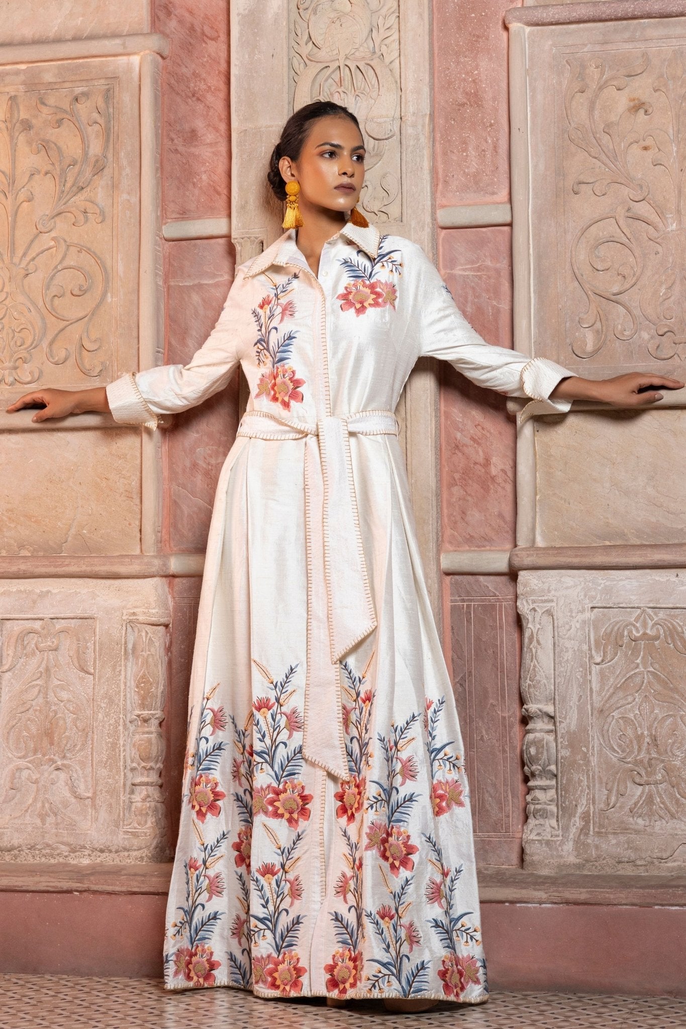White Embroidered Maxi Dress - Pinnacle by Shruti Sancheti - Elahe