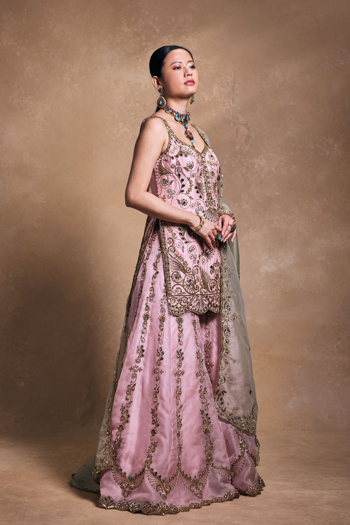 Blush and Sage Sharara Set