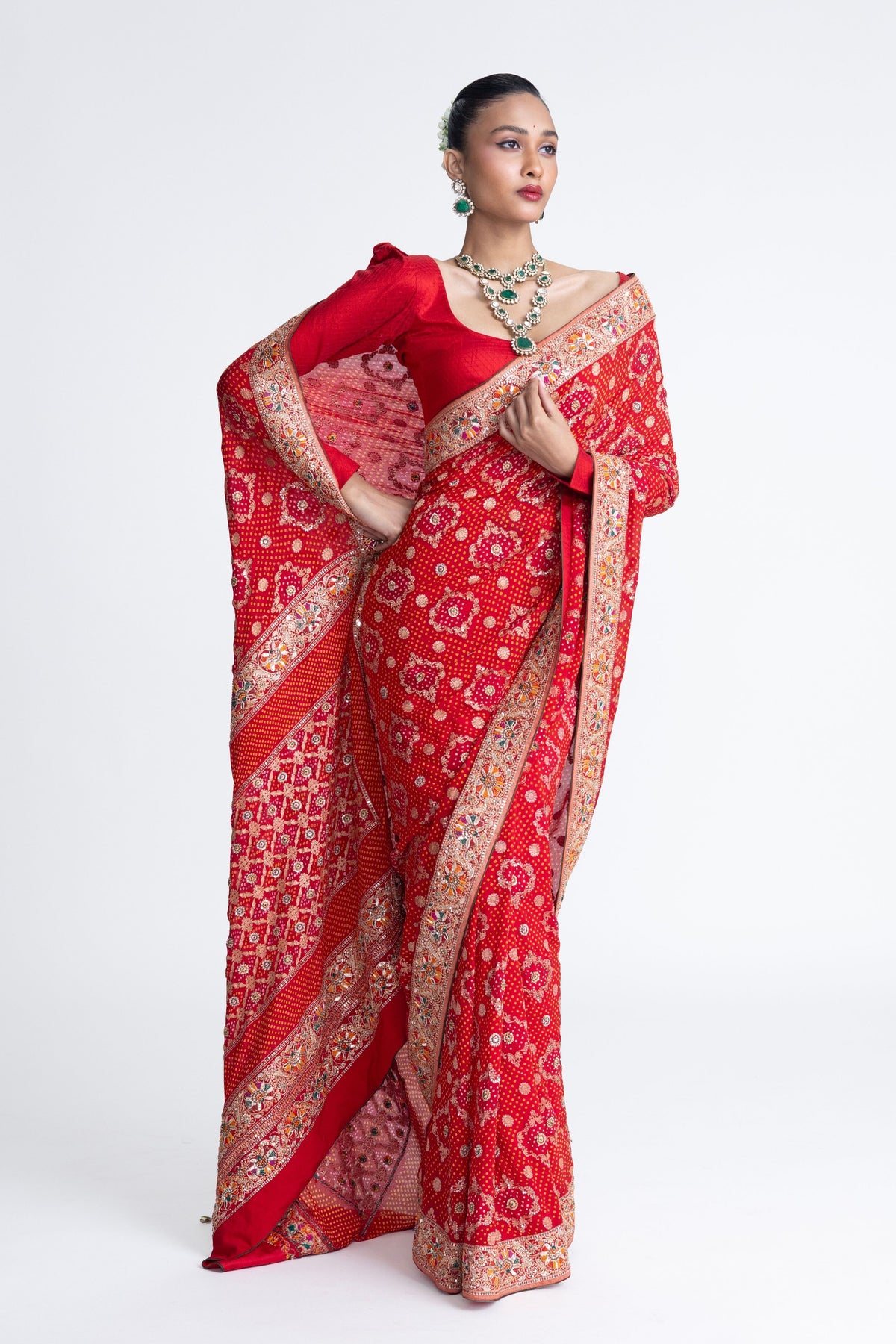 Red Banarasi Bandhani Saree
