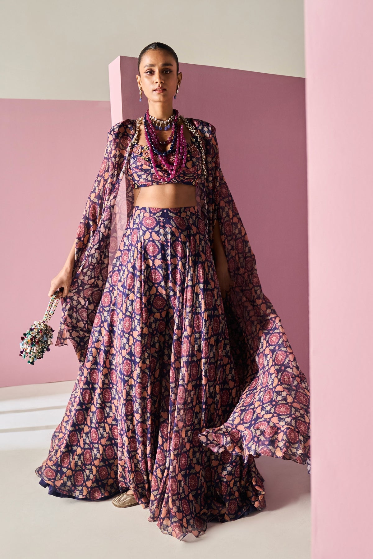 Ewaz Navy Sharara Set
