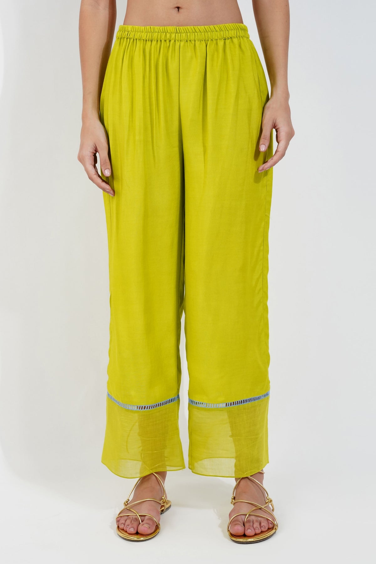 Lime Chanderi Kurta Set